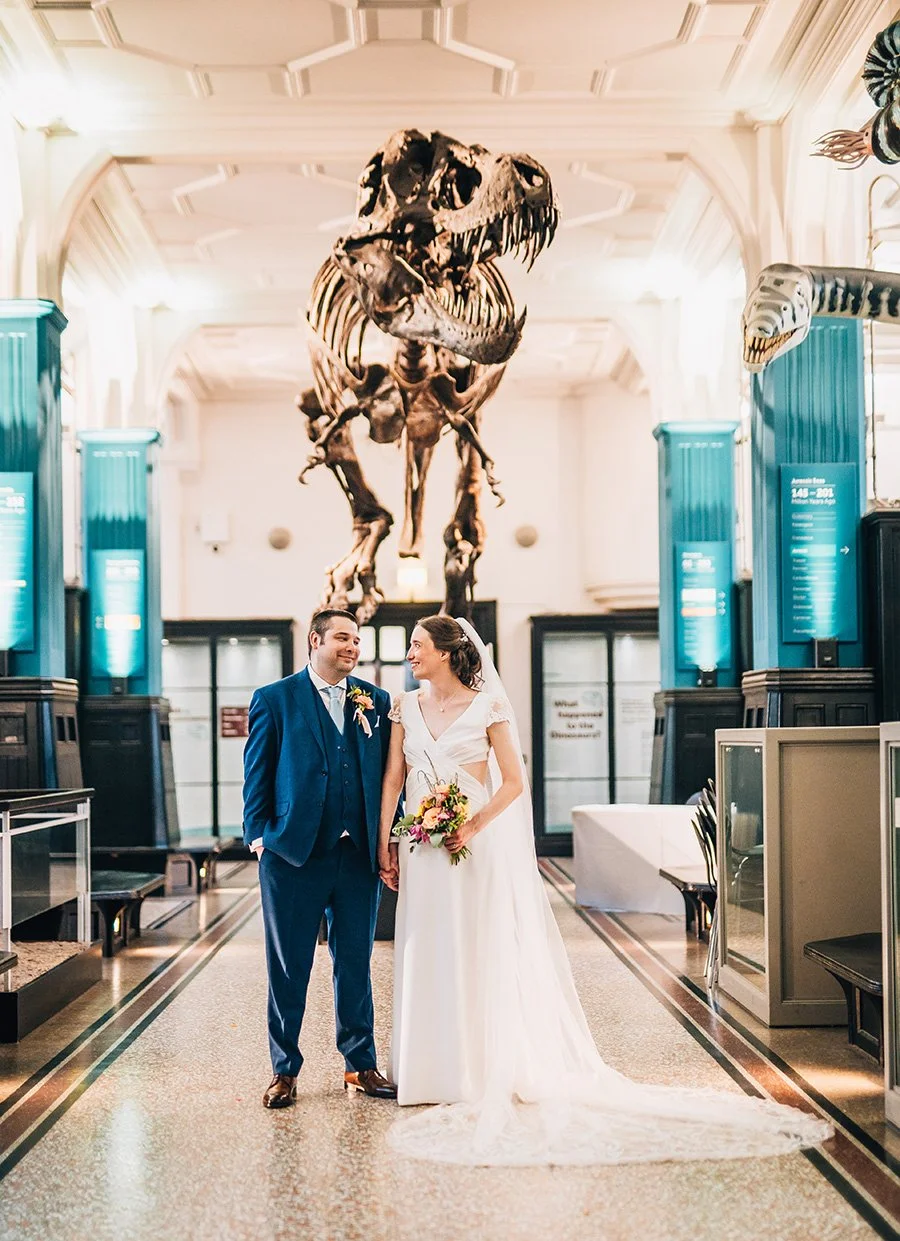 Bright Colourful Summer Dinosaur Wedding at Manchester Museum