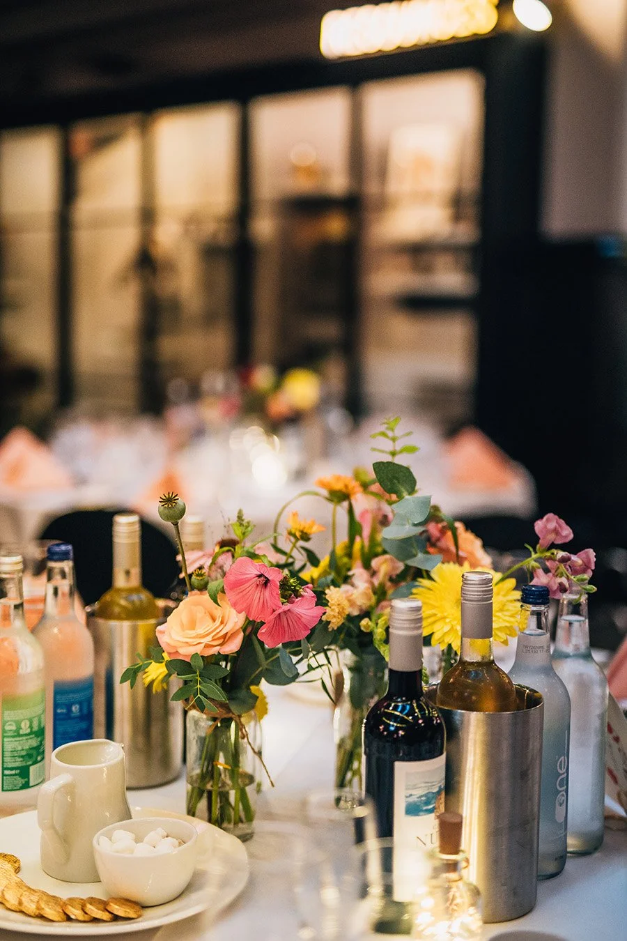 Wedding bud vase bright colourful flowers