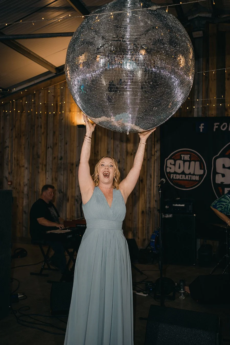Pastel wedding huge disco ball