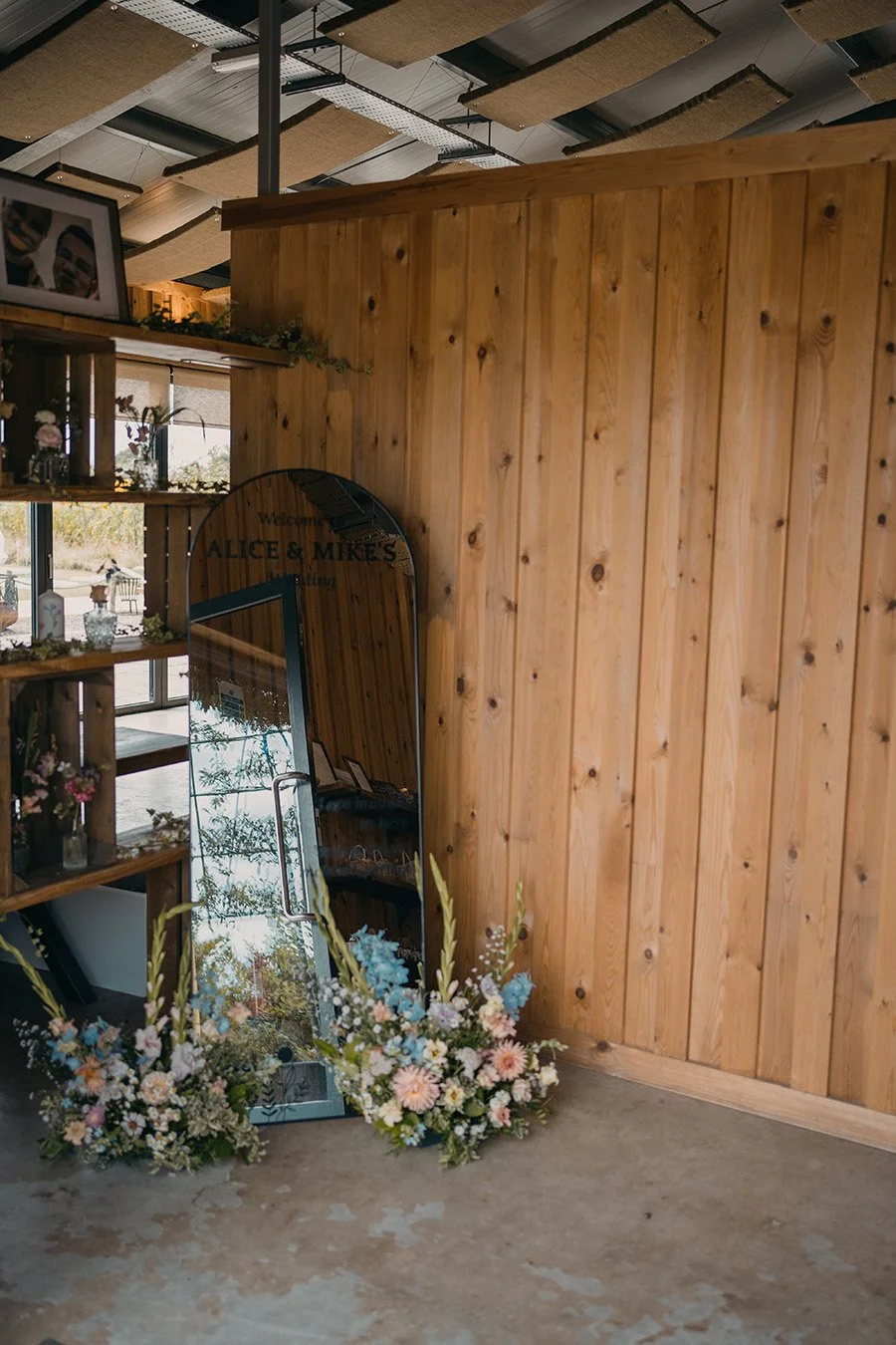 Entrance sign pastel wedding flower meadows