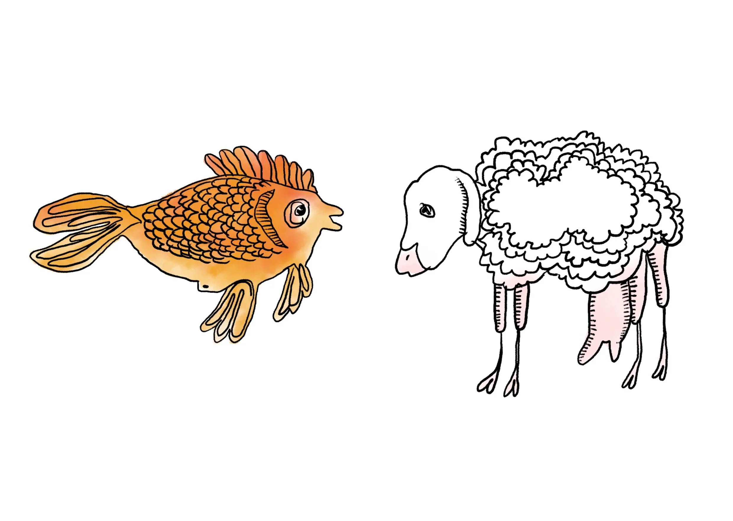 Vis en Schaap / vrij werk