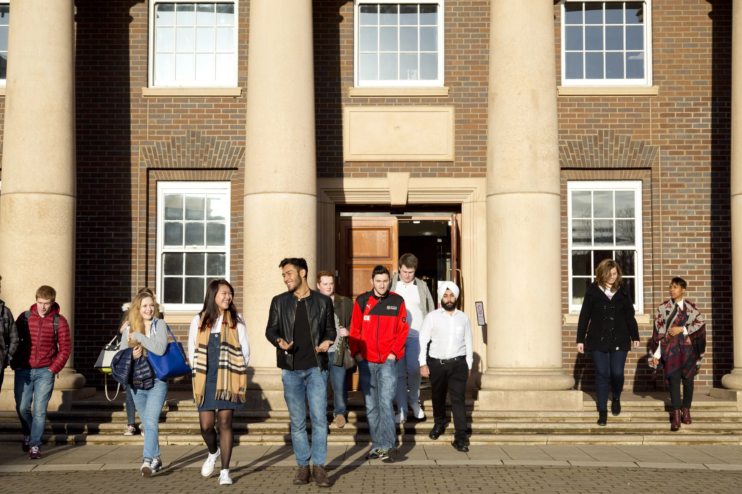Students leaving a university building