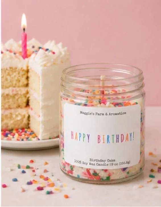 Birthday Candles. Soy Wax Candle with sprinkles. Birthday Cake Scented.