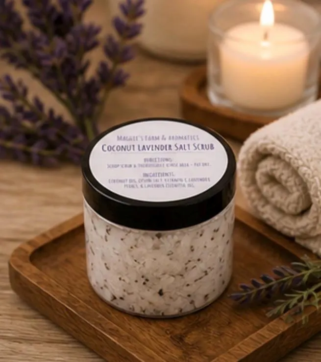 Lavender Coconut Salt Scrub/ Essential Oil