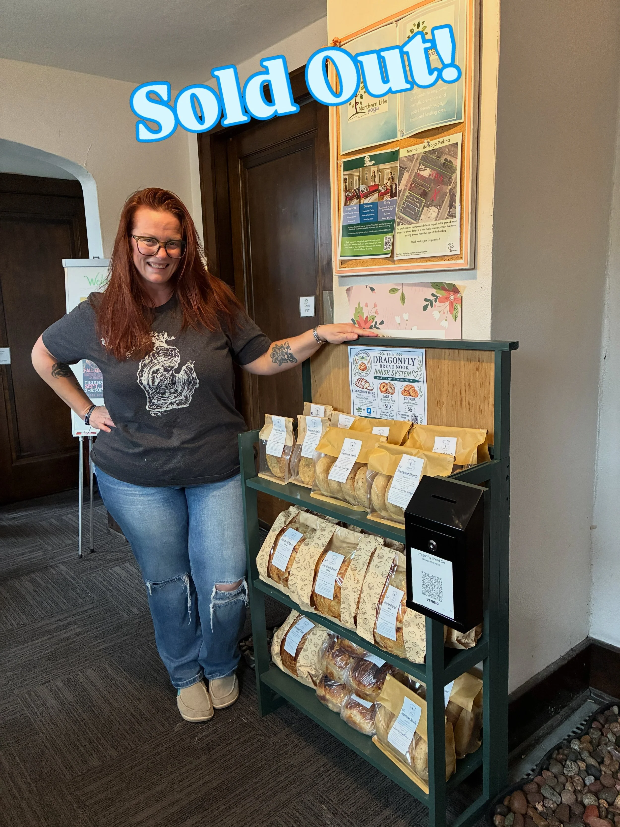 Going, going&hellip;gone! Thank you to everyone who supported the pop-up bread nook by Dragonfly Bread Company! Erica, the amazing baker, lives in Pickford so we offered her an opportunity to showcase her fabulous sourdough bread at the studio! We lo