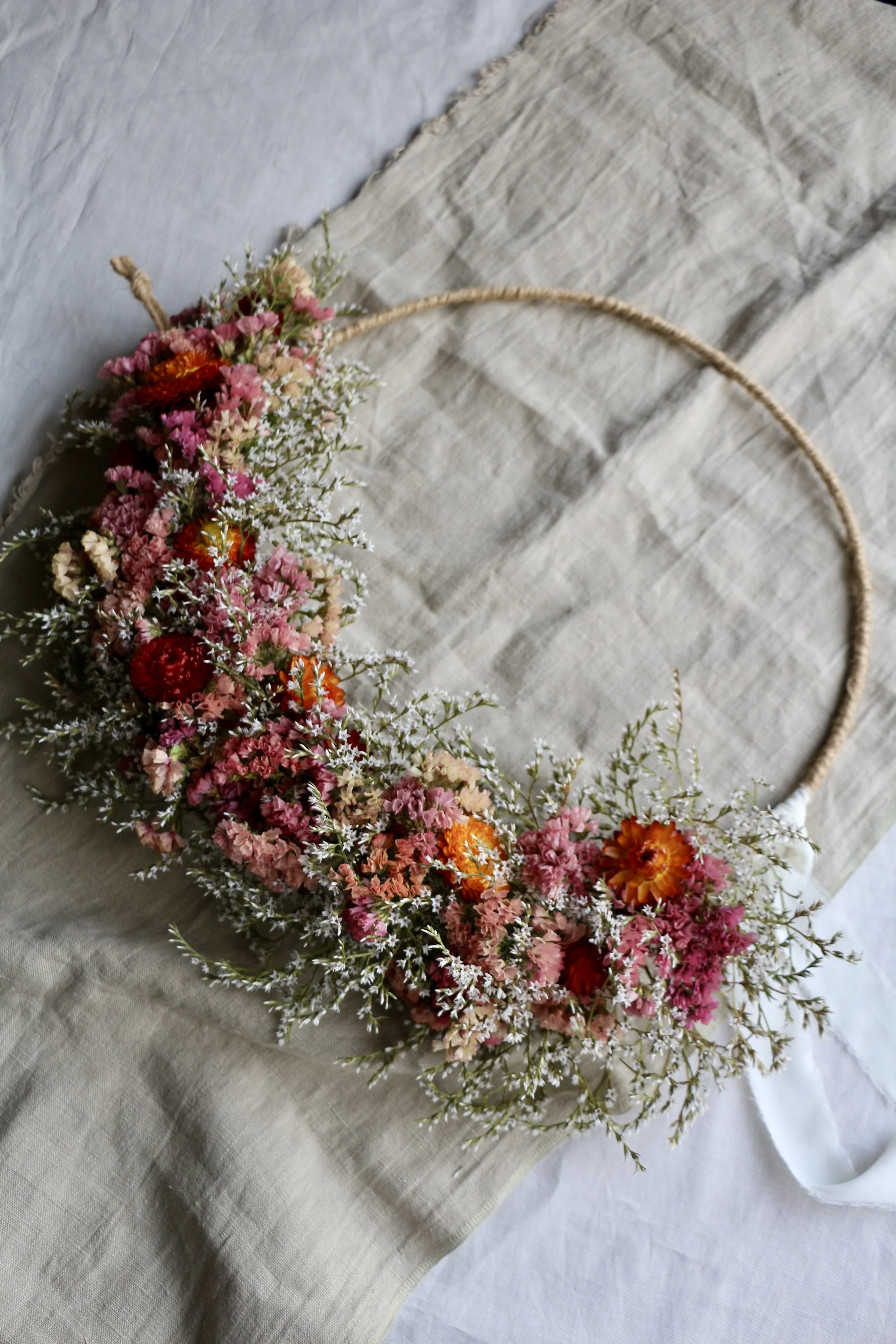 large dried flower wreath