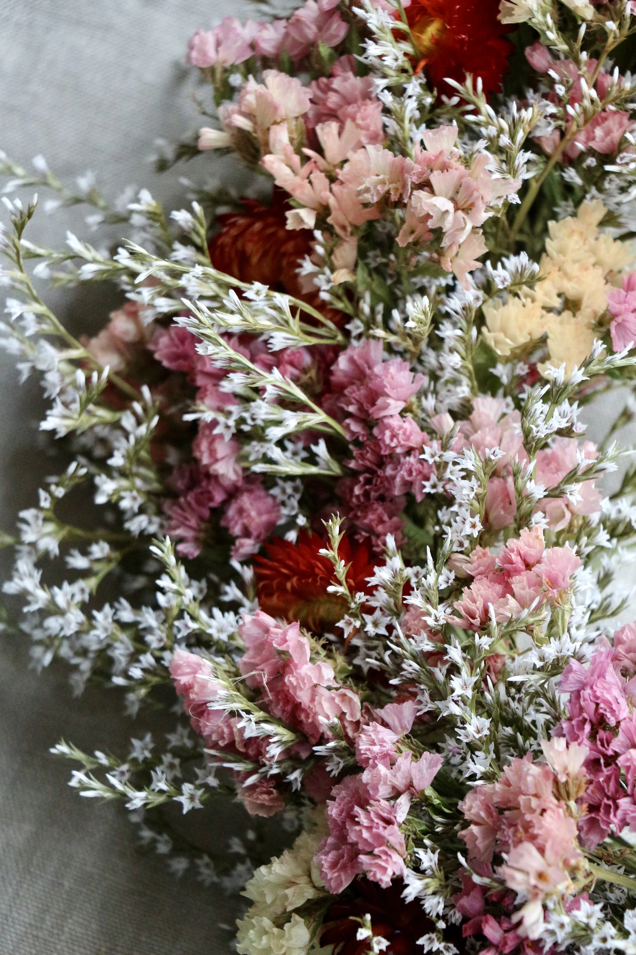 peach and cream dried flower wreath