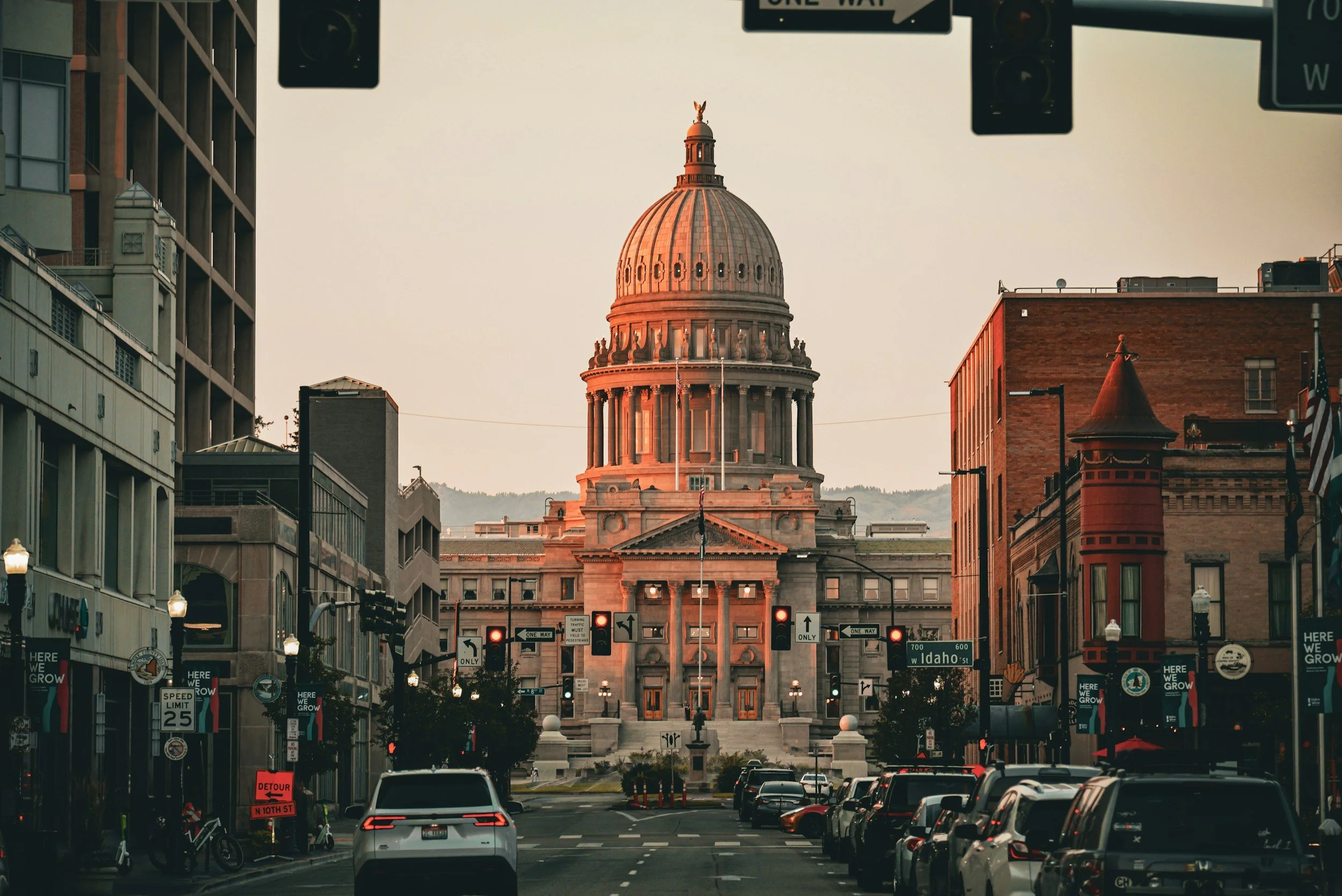 boise idaho capital at twilight