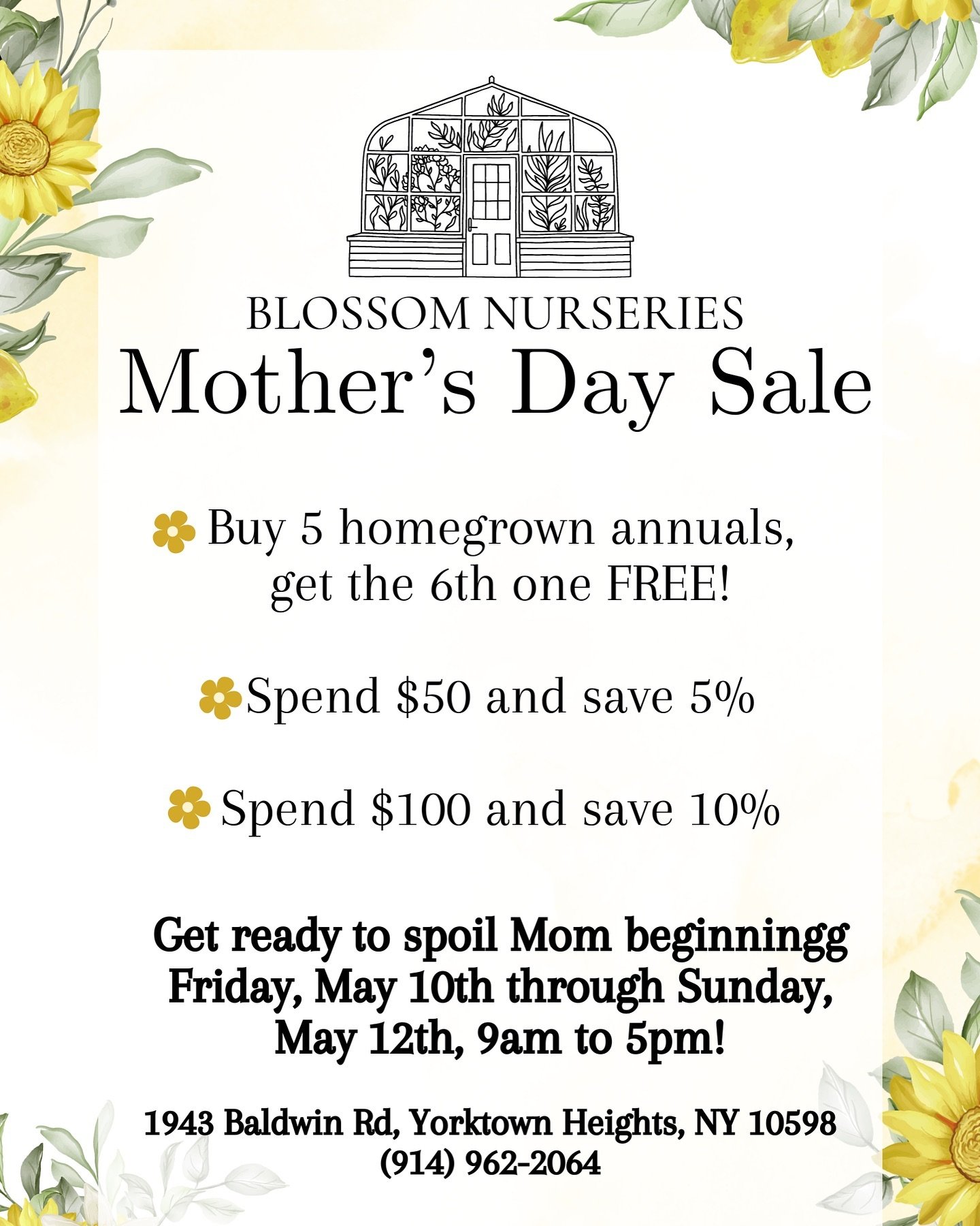 SAVE THE DATE! 
Our beloved Mothers Day sale is back for the full weekend, and we added more so you can treat 🤍Mom🤍 to 5% off $50 and 10% off $100! 

Mark your calendars - she certainly deserves it!