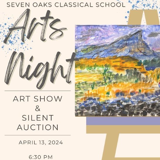 TOMORROW!!
Join Seven Oaks Art Teachers and students for a special gallery of over 140 student works in grades sixth through twelve. Meet the artists, participate in a silent auction of student works, complete an art scavenger hunt, and learn about t