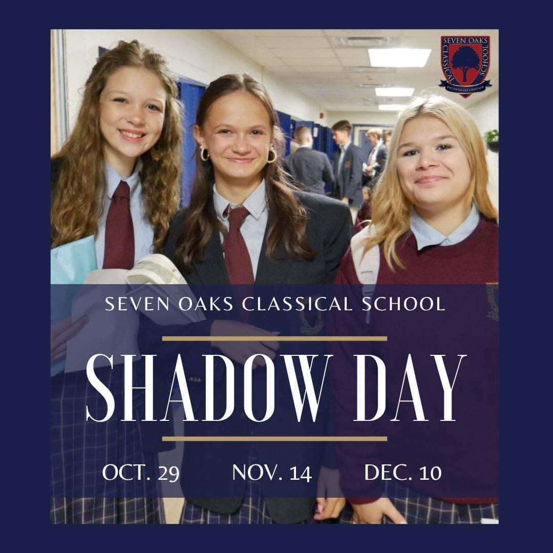Would you like to see classical teaching “in action?”
Prospective families, we invite you to come visit our classrooms for Shadow Day for Grades 1-11! Your children can experience what it’s like to attend school at Seven Oaks.
Thi