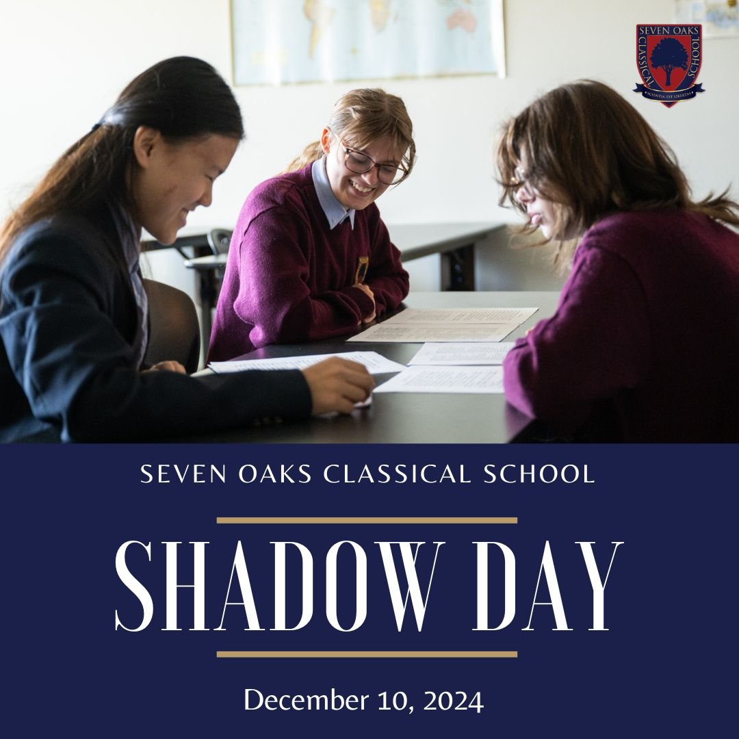 We invite you to come visit our classrooms for Shadow Day for Grades 1-11! Your children can experience what it’s like to attend school at Seven Oaks.
Prospective students will step inside classrooms, “shadow” a student ambassador,