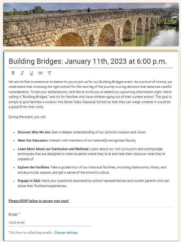Building Bridges Google Form Sign Up