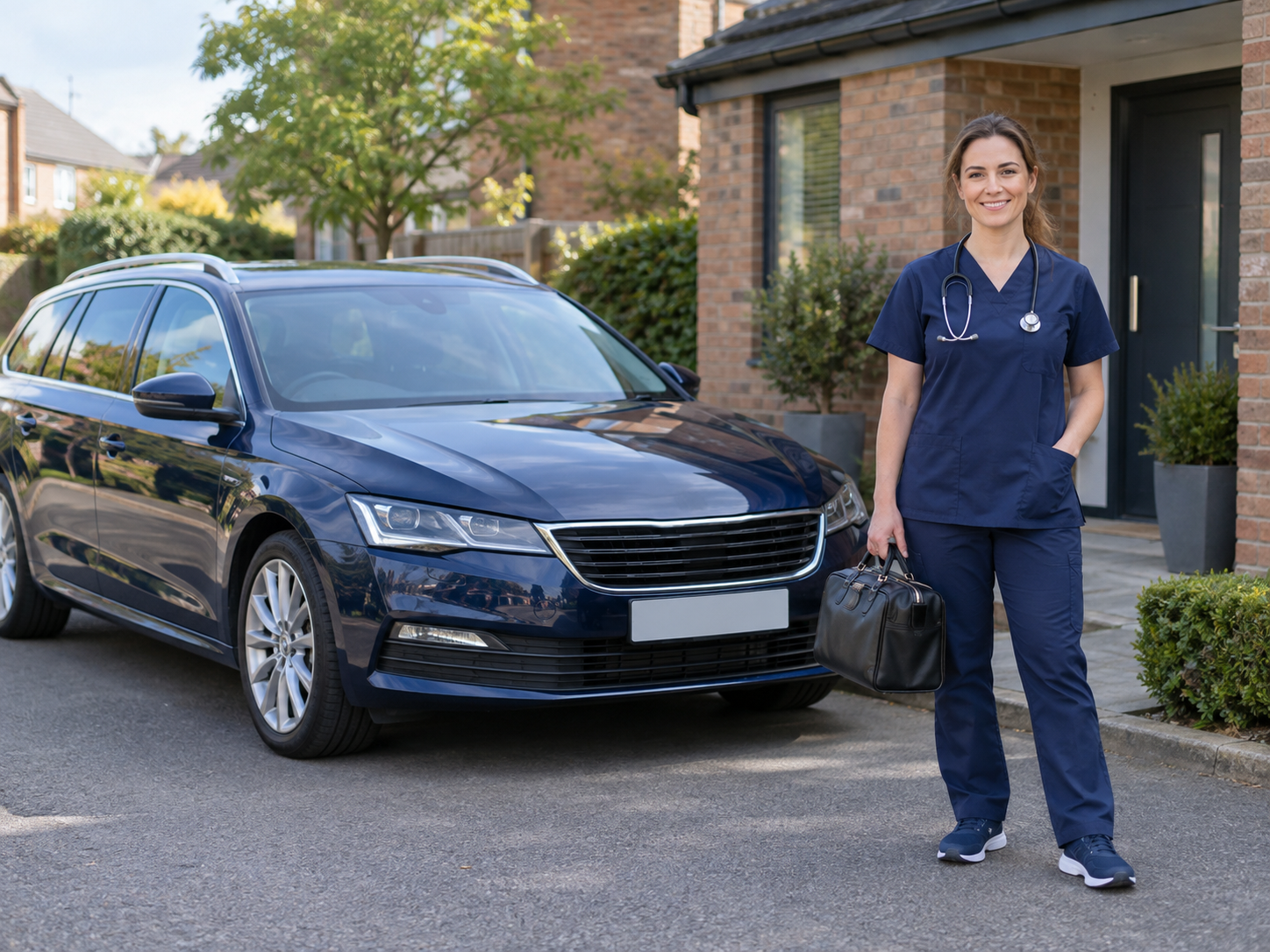 Private GP arriving for a home consultation in Middleton
