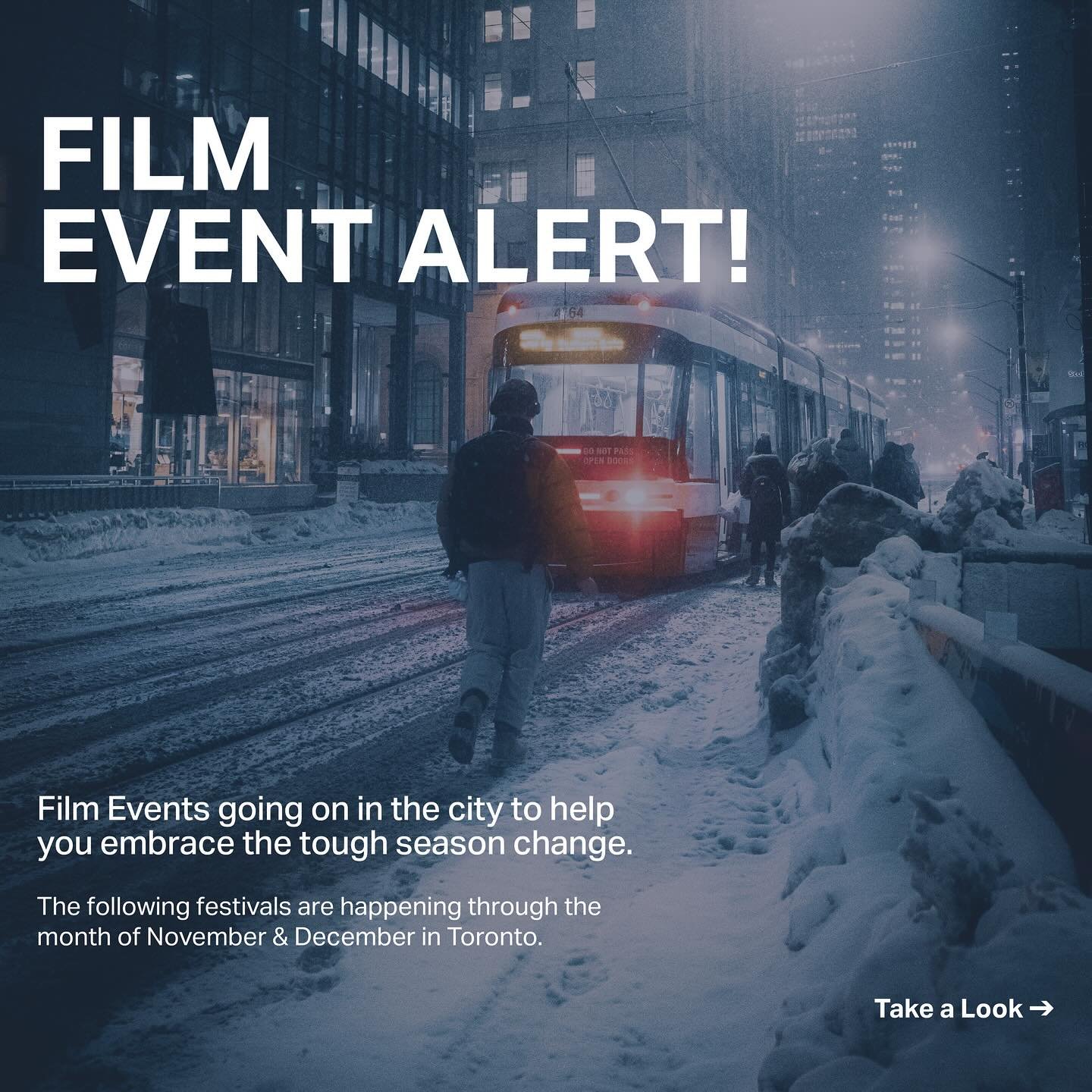 Film Event Alert! 

It&rsquo;s getting chilly out 🥶 and entertainment is moving indoors 📽️🍿We&rsquo;re here to share some film events happening in the GTA through the end of November and early December! Check them out! 👀

*this is for promotional