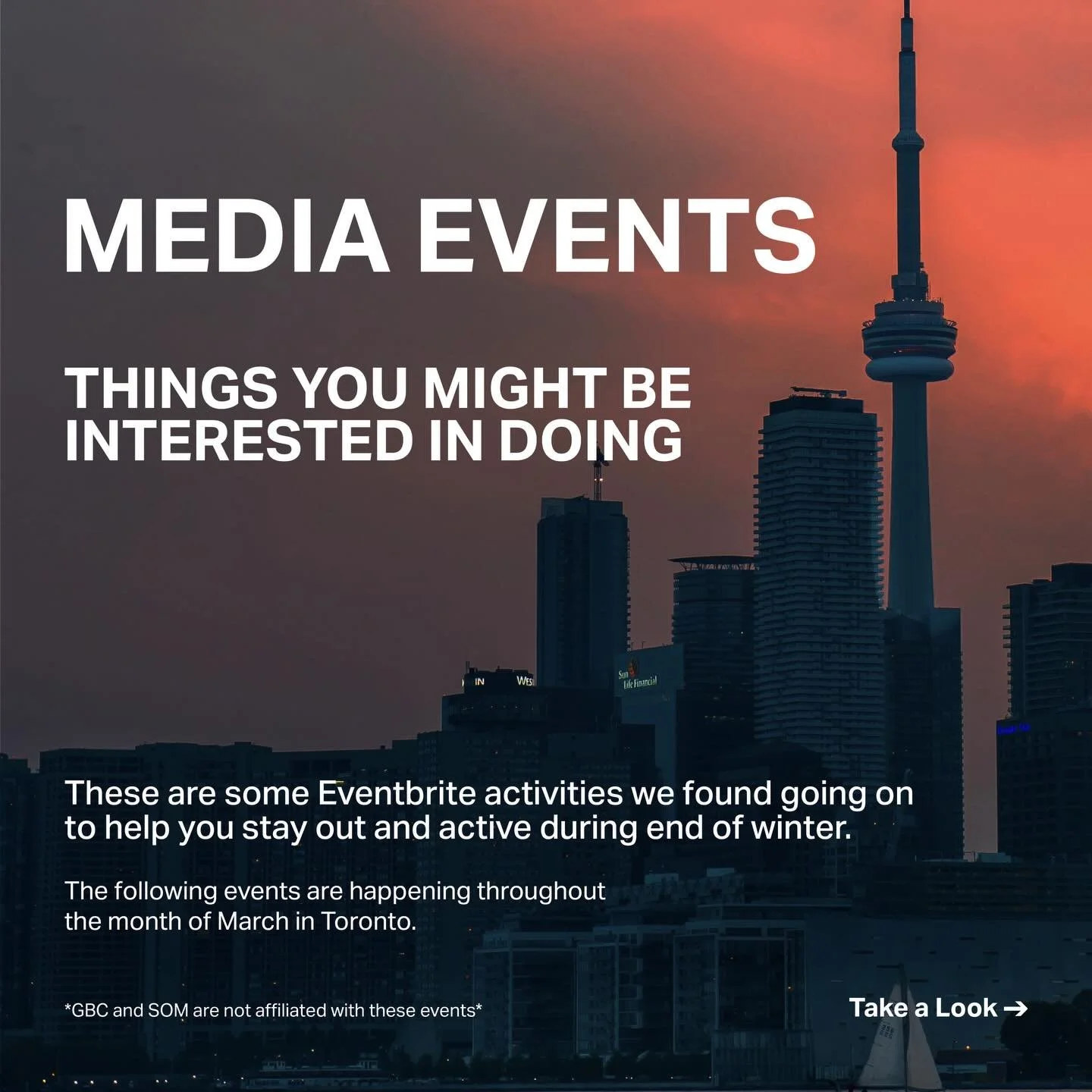 Hey friends! 👋🏻 We rounded up some more media related events/activities going on in Toronto this month we think you might be interested in! 💙 Check out Eventbrite&rsquo;s website for tickets or reservation spots. 

Disclaimer: GBC and School of Me