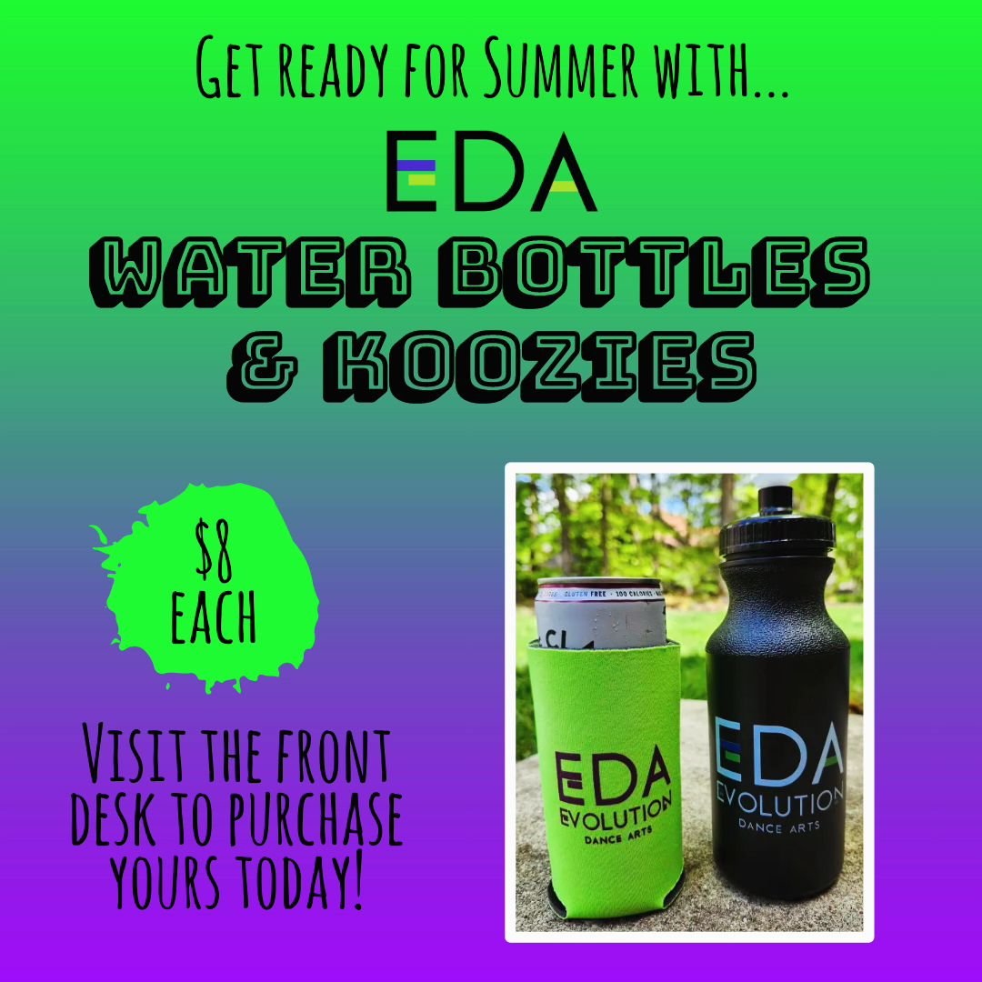 Get ready for summer with our EDA water bottles and koozies! 

$8 each | Visit the front desk to purchase 💜💚💜💚

#dancenj #dancecompetition #summer #spartanj #sussexcountynj