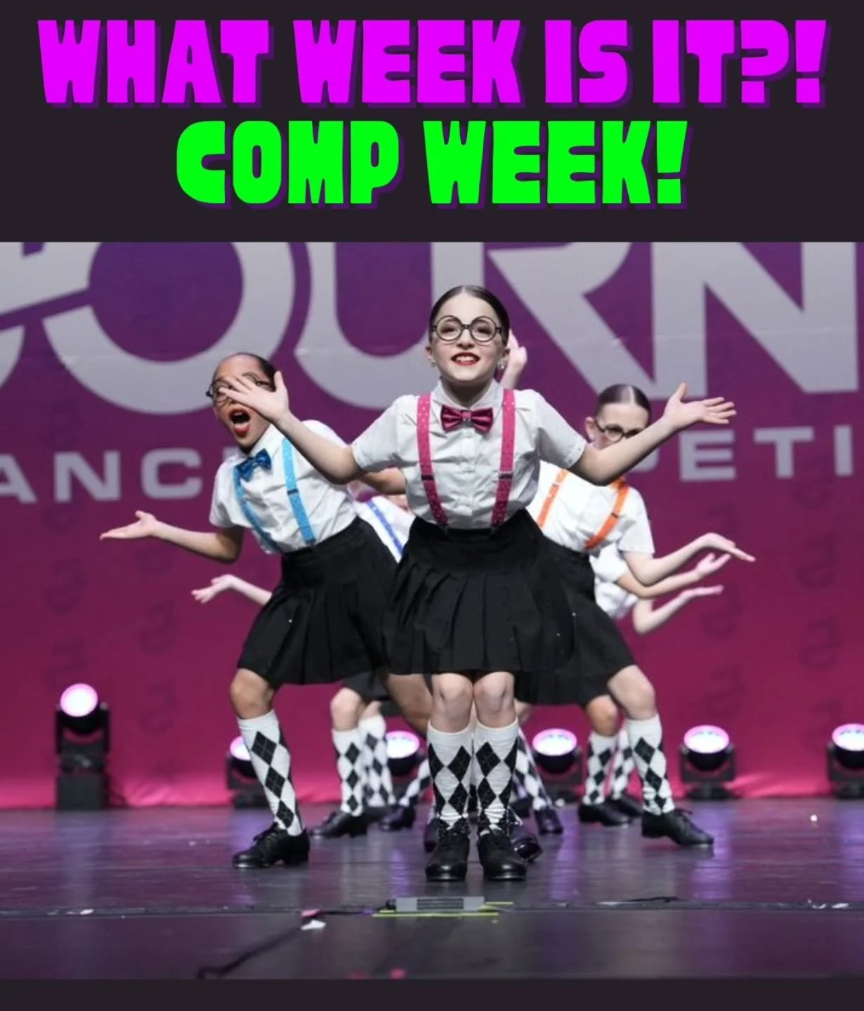 📣What week is it?! COMP WEEK!! We are so excited to be hitting the stage again this weekend with @dancersinccomp !!💚💜