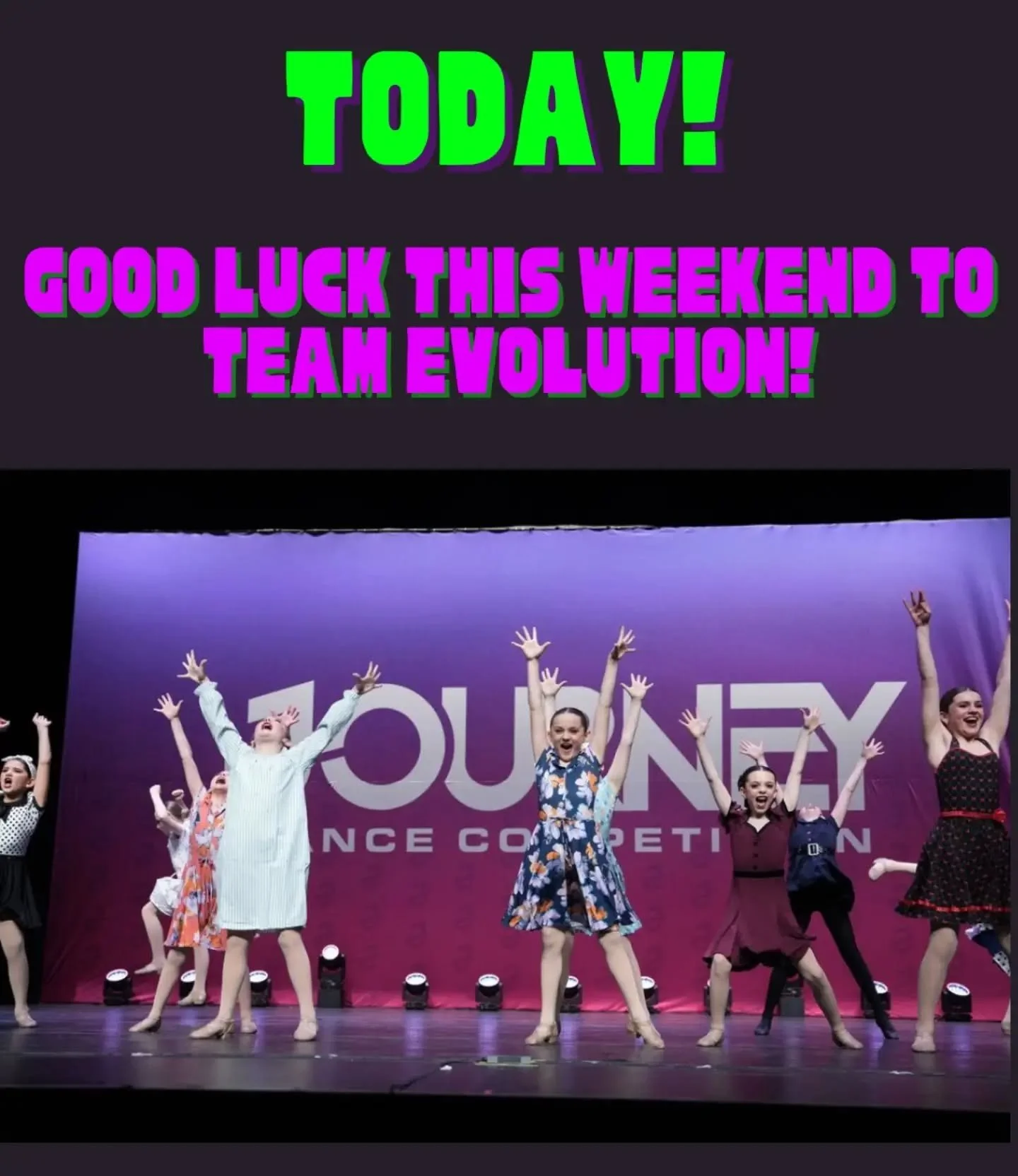Good luck to Team Evolution as we head into our competition weekend!! @dancersinccomp here we come!!💜💚