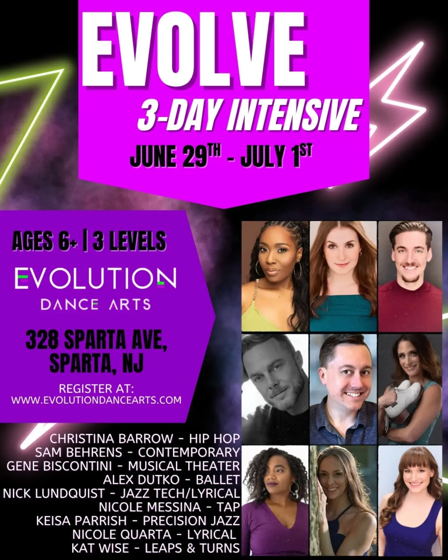 💜Evolve - 3 Day Intensive is only 2 1/2 months away!!
💚Early registration savings end 5/1 so make sure to save your spot today!

📅Monday, June 29th - Wednesday, July 1st
🧑&zwj;🩰Mini, Junior, &amp; Teen levels
www.evolutiondancearts.com

#dancein