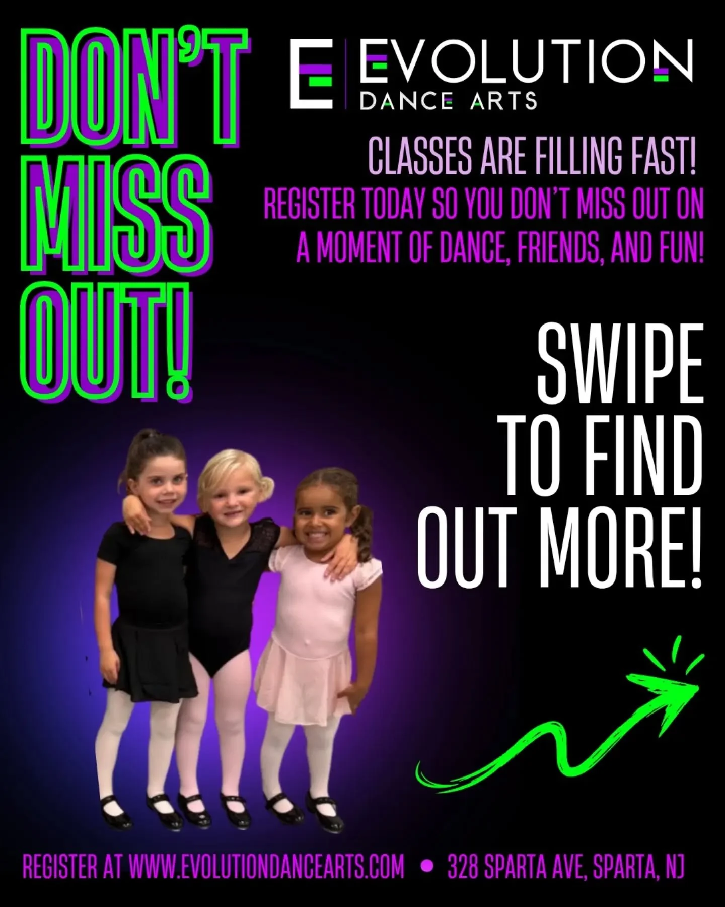💜Classes are filling fast for the 2026-2027 season!! Register today so you don't miss out on another moment of dancing, friendship, and fun!!💚

Visit www.evolutiondancearts.com/schedule-1 to view our full schedule and sign up today!

#dancenj #danc