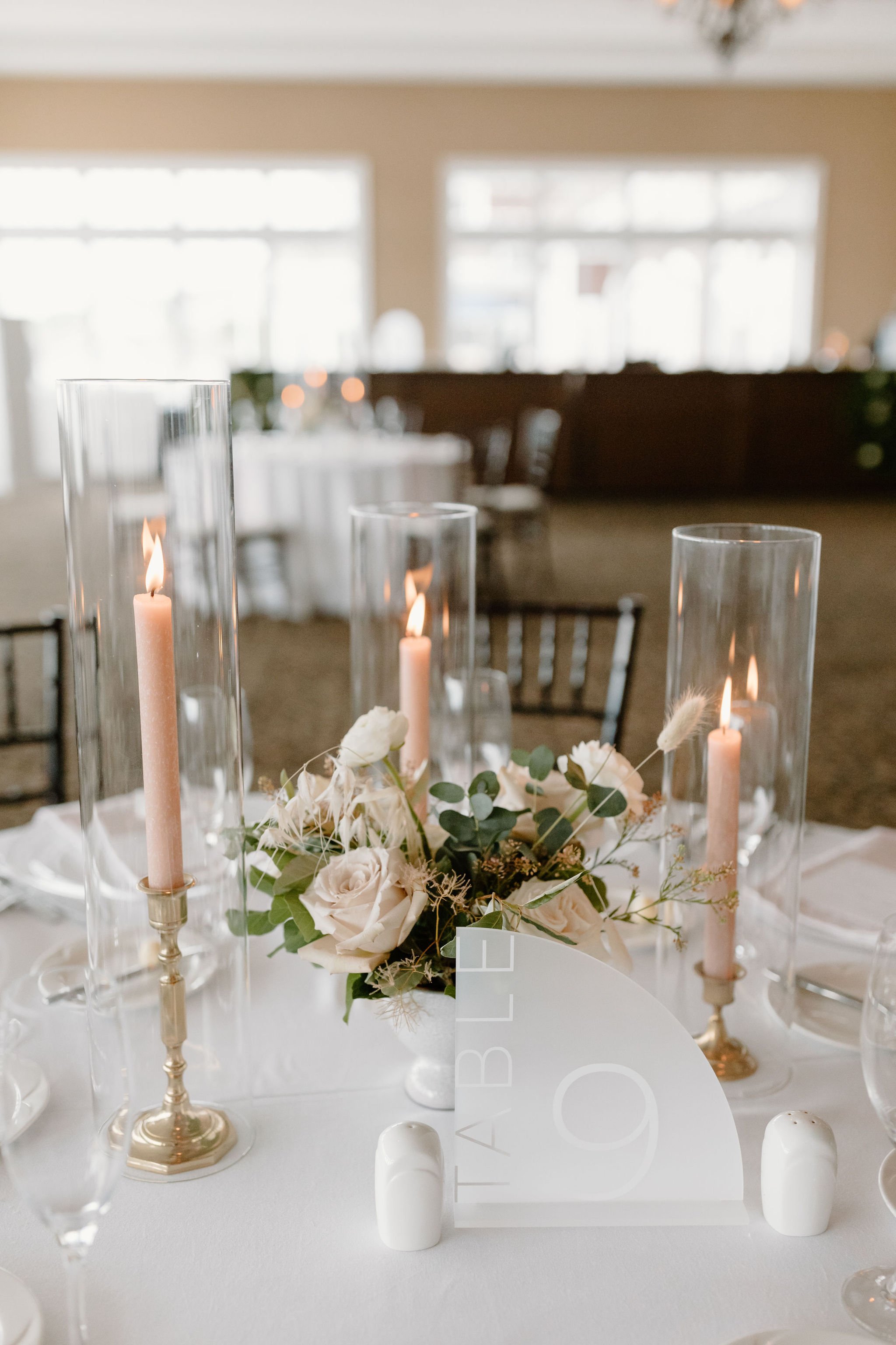 Bay Harbor Yacht Club reception table with candles