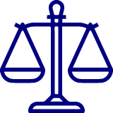 Icon of a balanced scale or weighing scale.