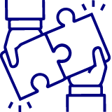 Two hands holding assembled jigsaw puzzle pieces
