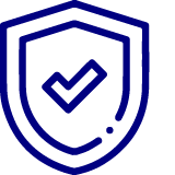 A shield icon with a checkmark inside it, symbolizing security or protection.