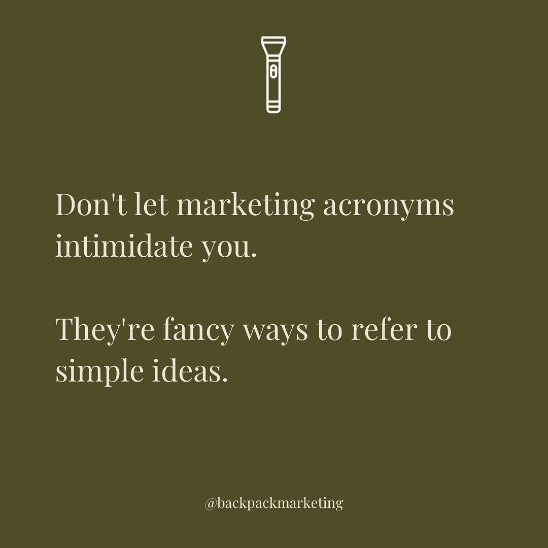 Talking to marketers shouldn&rsquo;t feel intimidating. We don&rsquo;t expect you to have an MBA and swap jargon with us. 

But it always feels better to go into your own marketing equipped with more knowledge. Here are a few acronyms marketers use r