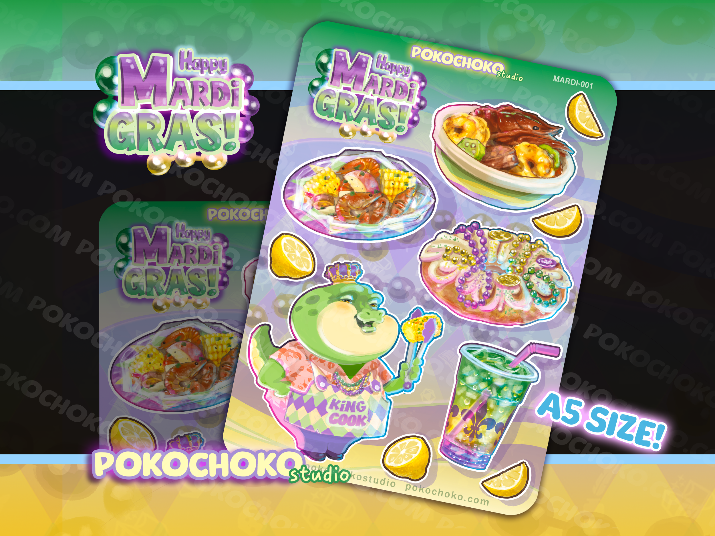 Cute Stickers funny stickers scrapbooking kawaii stickers food sticker Alligator sticker Cajun Sticker Lousiana Stickers Mardi Gras King Cake gumbo foodie gifts mardi gras gifts