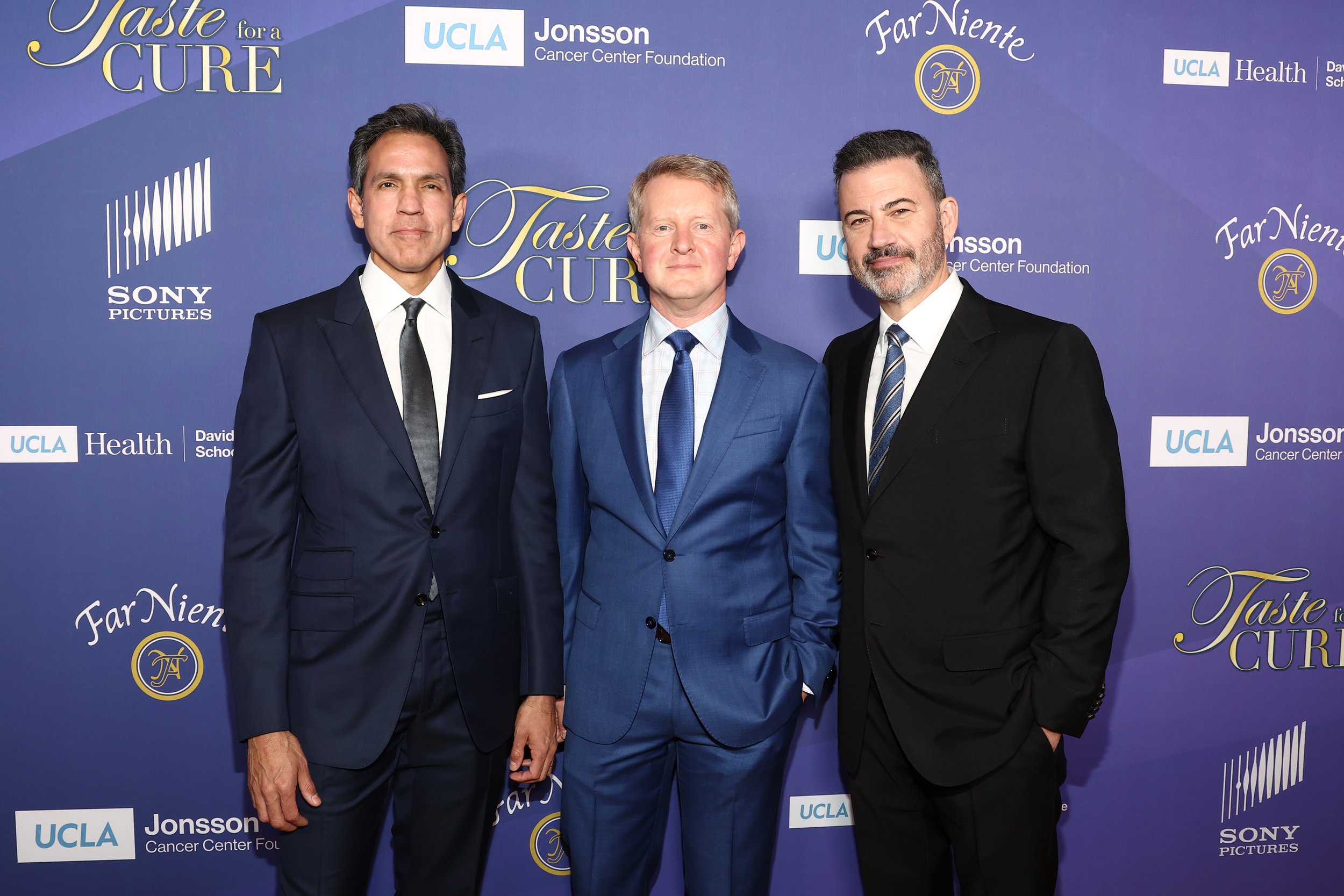 Ravi Ahuja, Ken Jennings, and Jimmy Kimmel.jpg