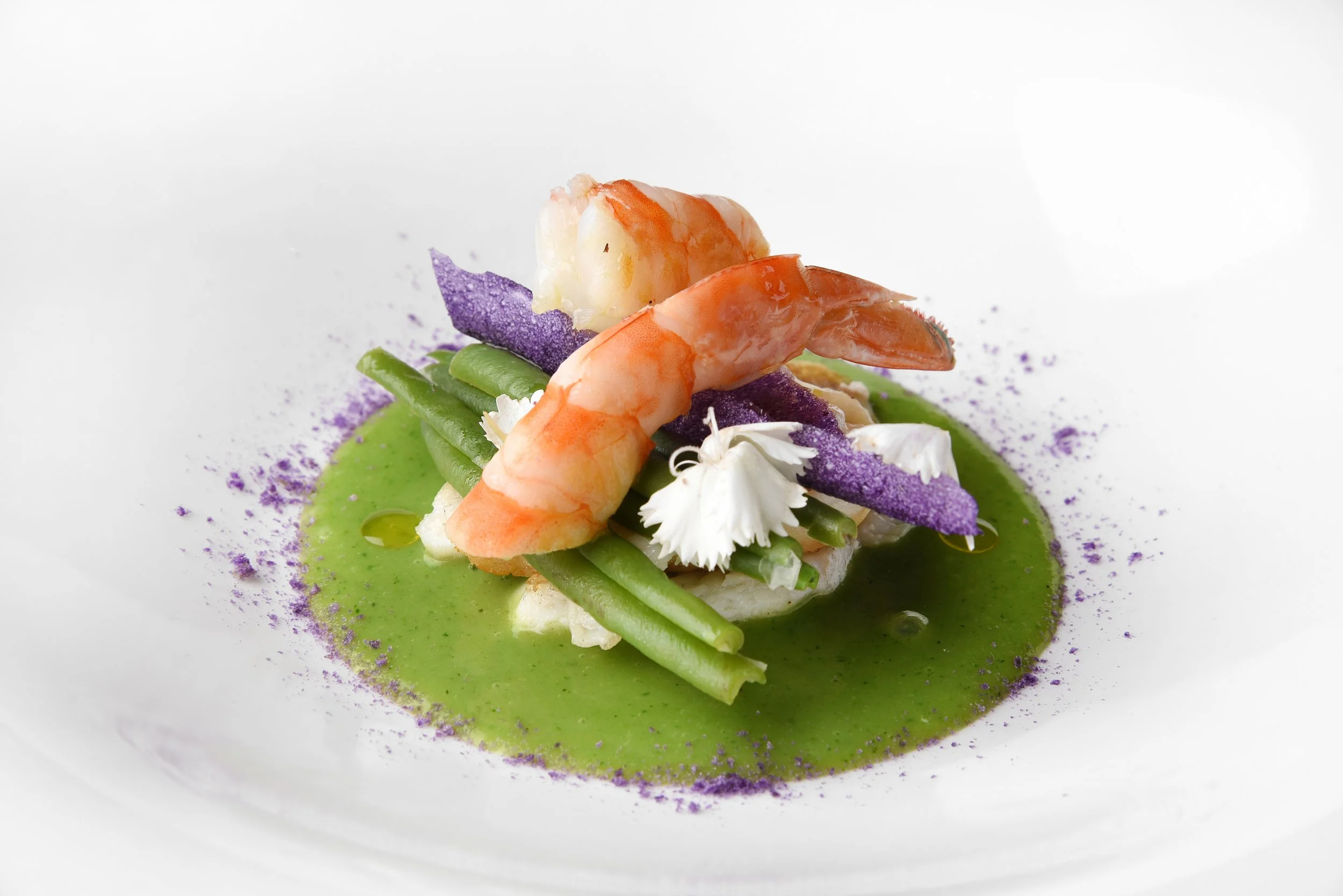 Piatto - Sogliola al burro nocciola, mazzancolla, fagiolini, patata viola e basilico.jpg