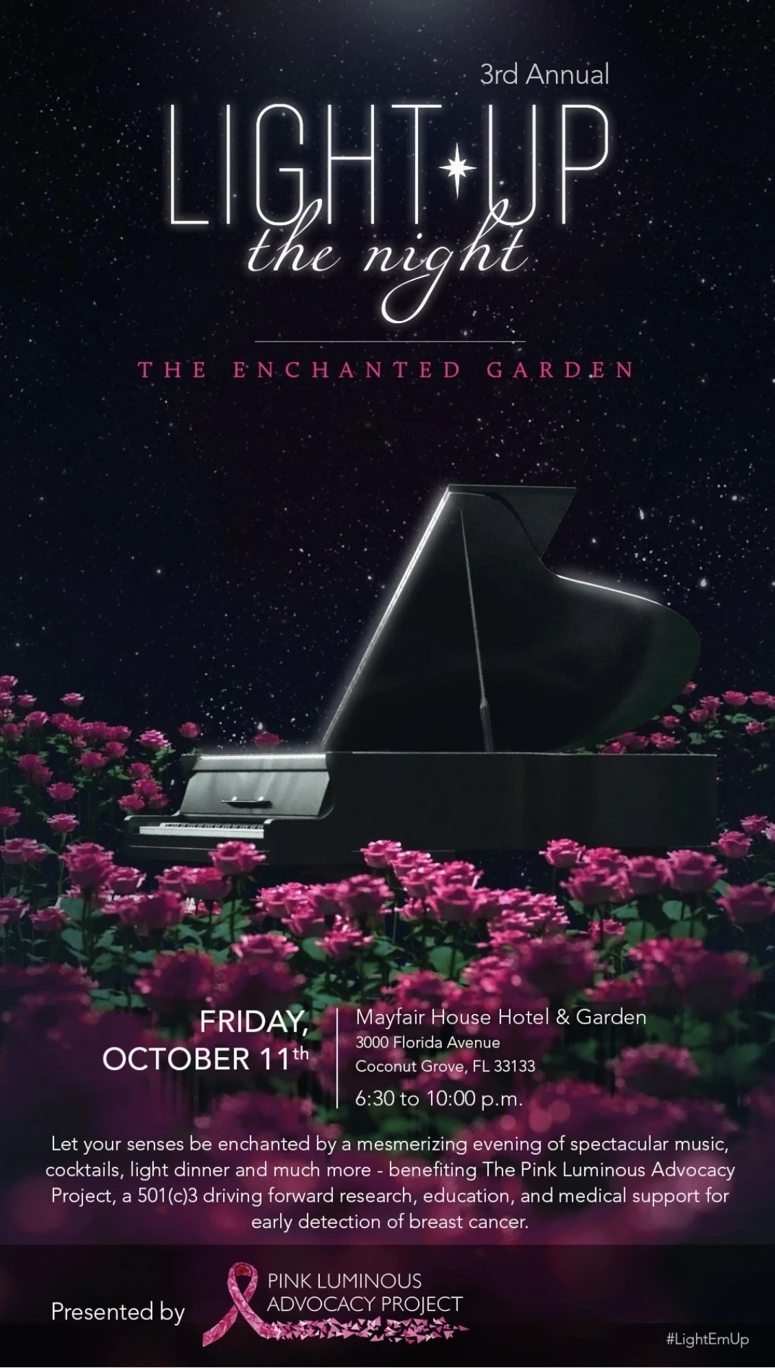 Pink Luminous Advocacy Project Presents 3rd Annual Light Up The Night Event: The Enchanted Garden