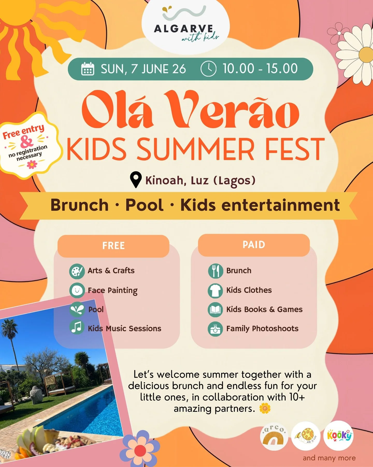 OL&Aacute; VER&Atilde;O &ndash; KIDS SUMMER FEST ☀️

It&rsquo;s happening 🥳😍 We are SO excited to warmly invite you to our very first public Algarve with Kids event 💛 (pinch me please!! 🥹🥰)

📅 Sunday, 7th June
⏰ 10AM &ndash; 3PM
📍 Kinoah, Luz 