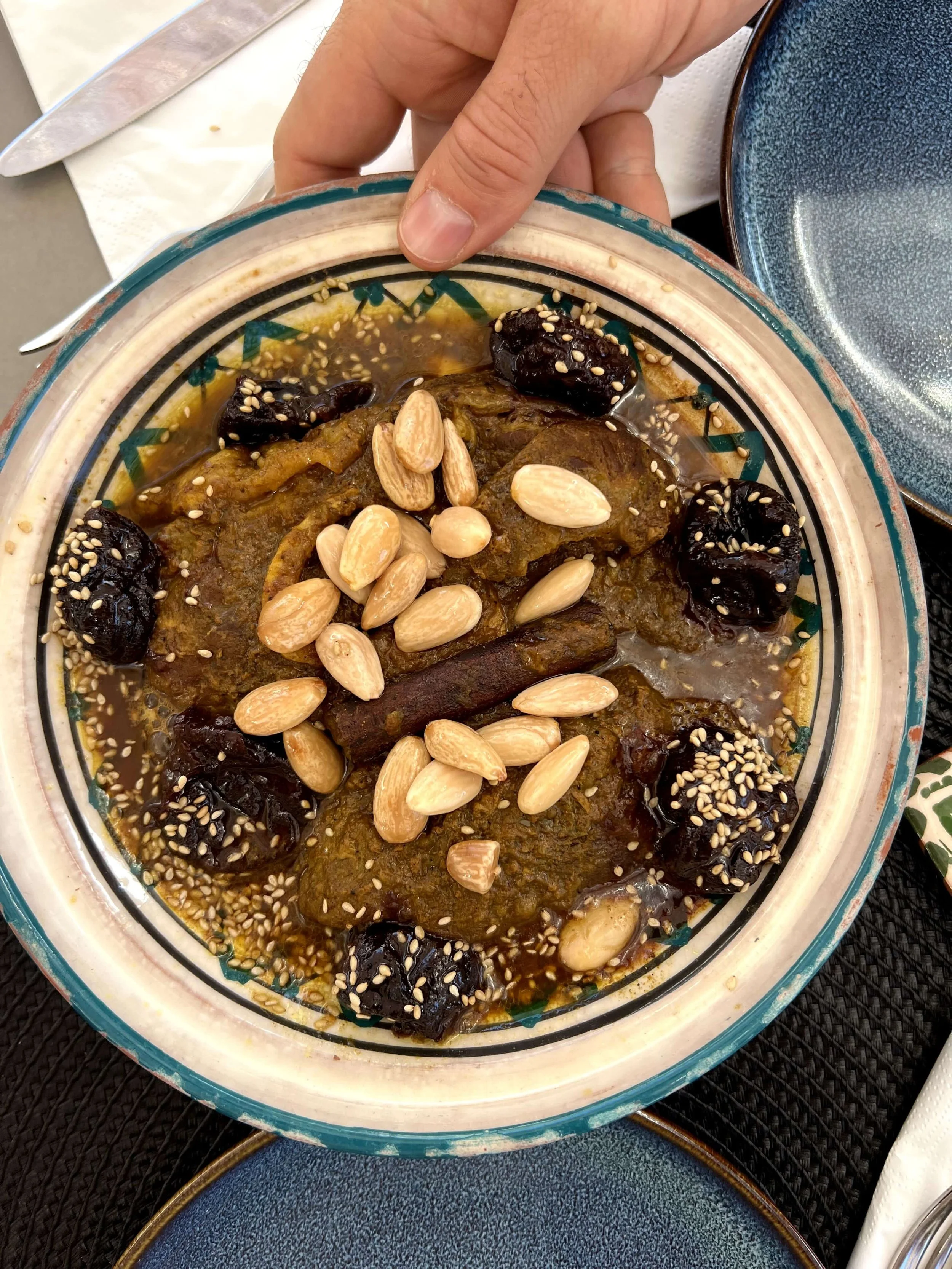 Moroccan tagine with almonds dates and sesame seeds served at Casbah Lagos