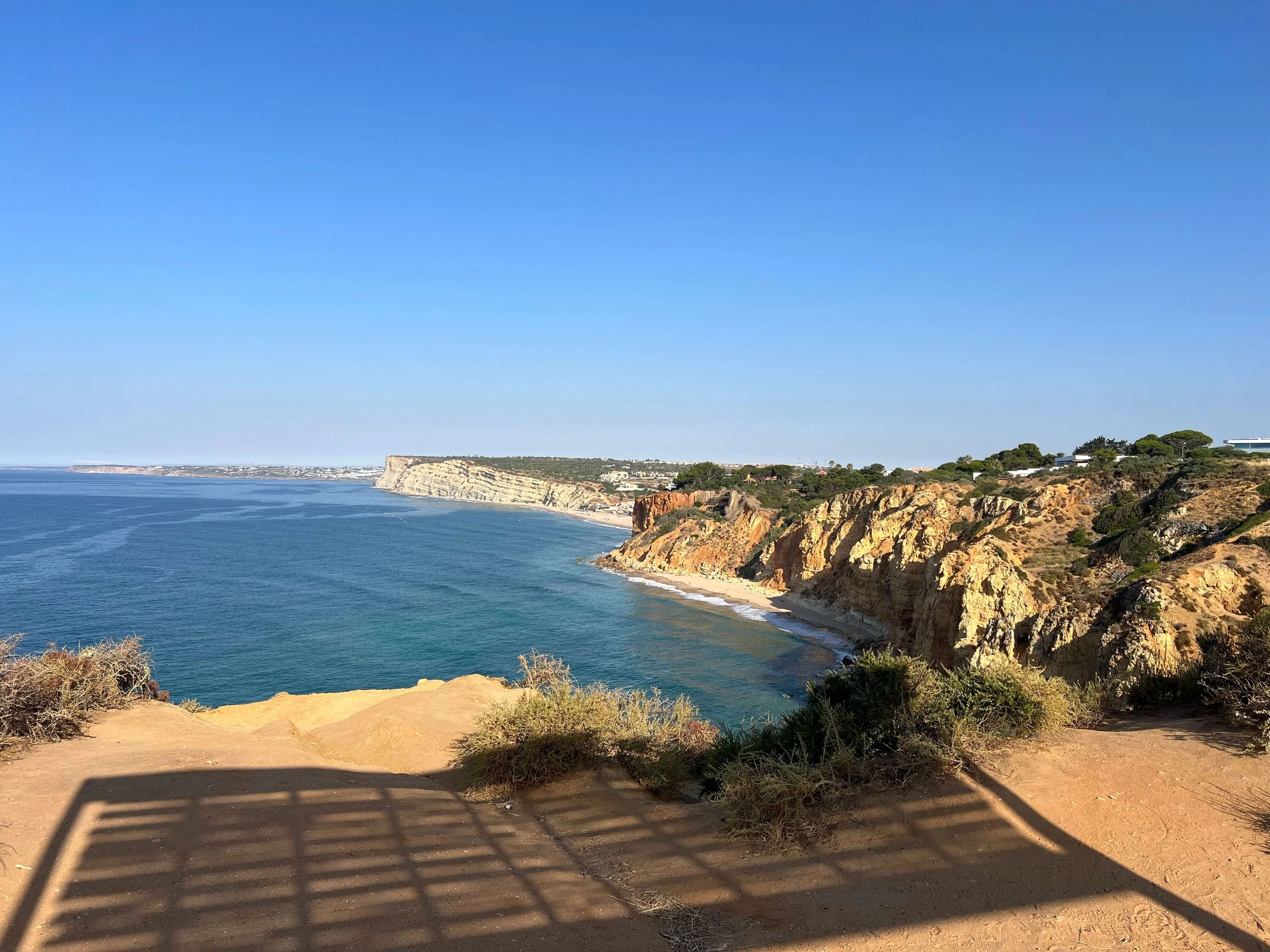 Cliff top viewpoint looking towards Porto de Mos beach from Ponta da Piedade Lagos