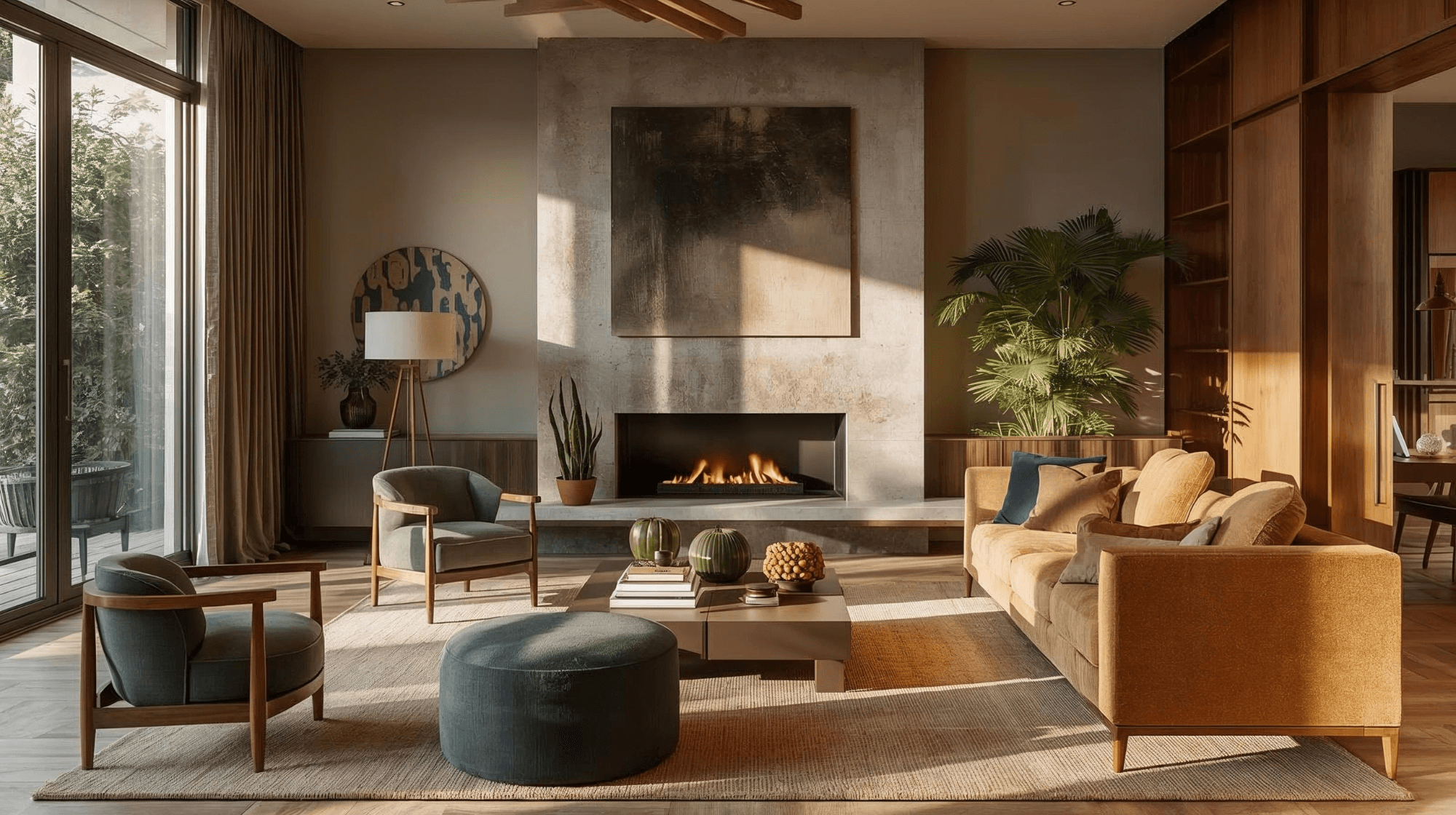 Image of a mid-century looking lounge area