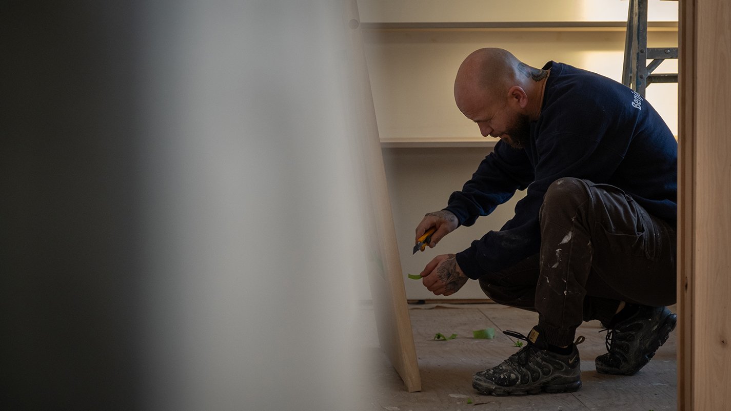 Contractor working in new home construction