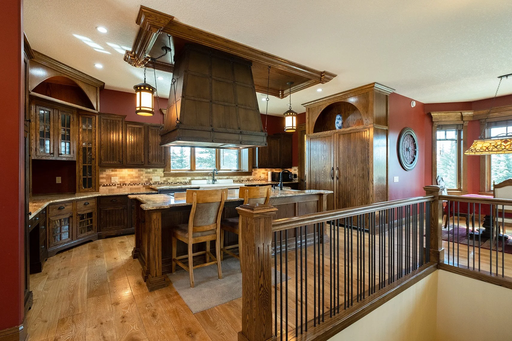 Dark wood kitchen with counter seating