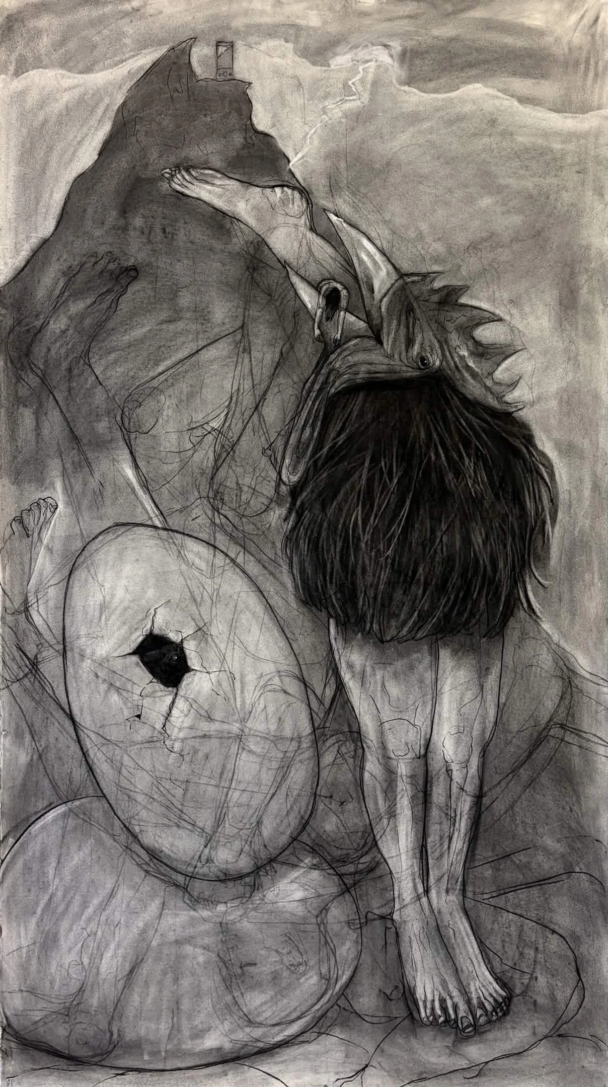 The Judgement of Man, Charcoal and Soft Pastel, 42.5" x 78", 2026