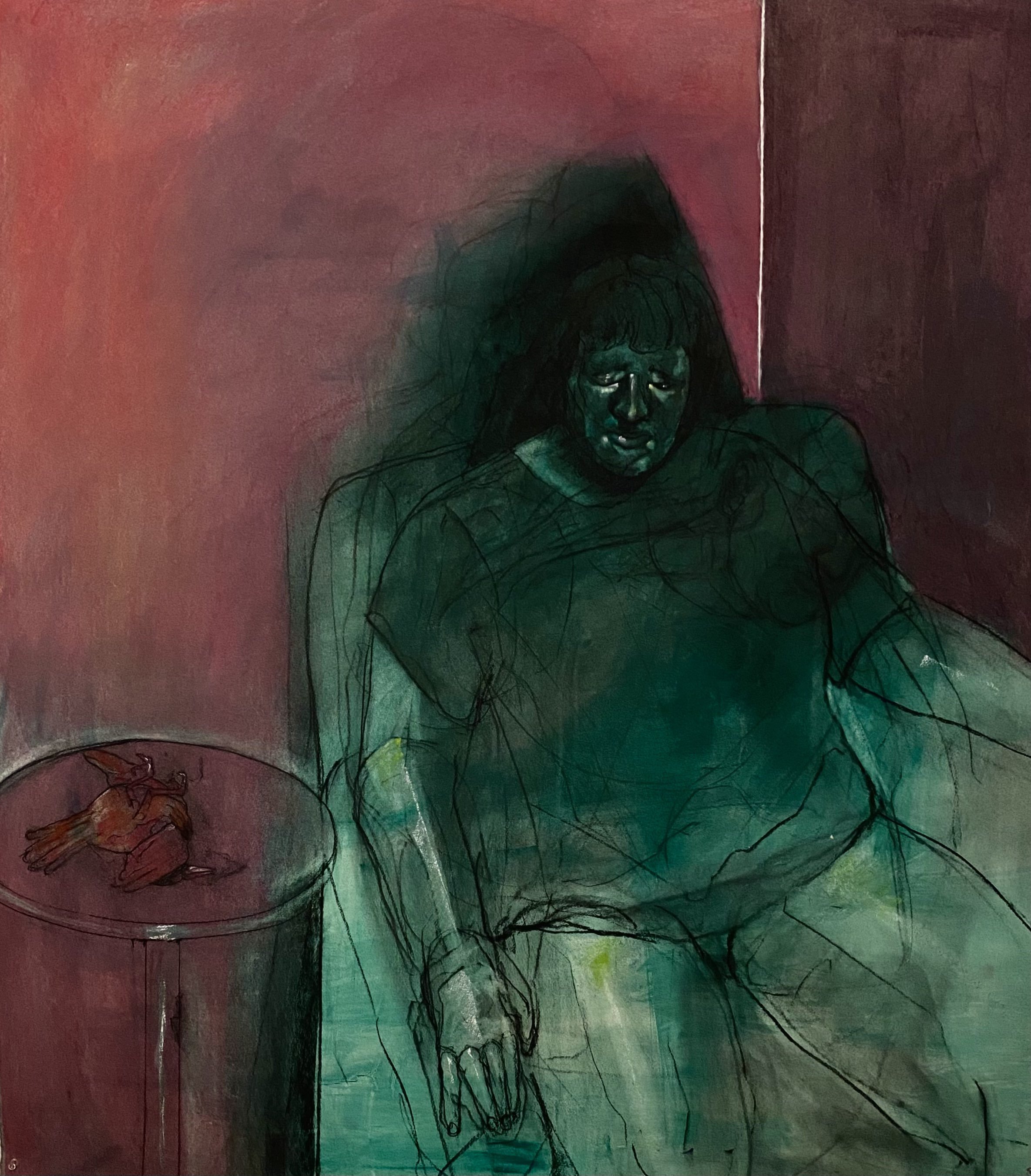 The red room and the canary
Charcoal, gouache and soft pastel
40" x 56"
2024