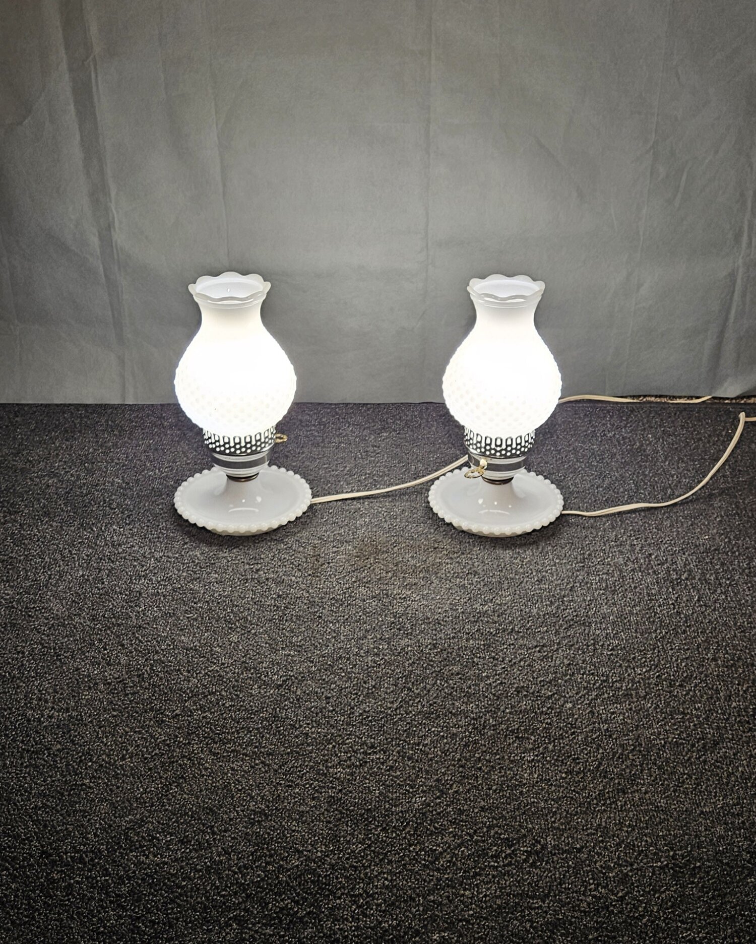 Milk Glass Hurricane Lamps — Barrington Resale