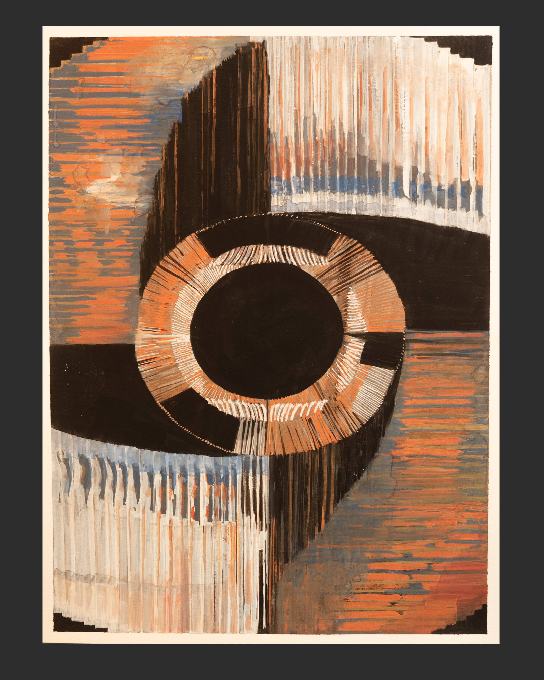 Edit Site Header Skip to Content TW Patrick Studio About Emergence Disruption Collapse Contact  Three States (State 2) Gouache on Watercolor paper  11 x 14.5