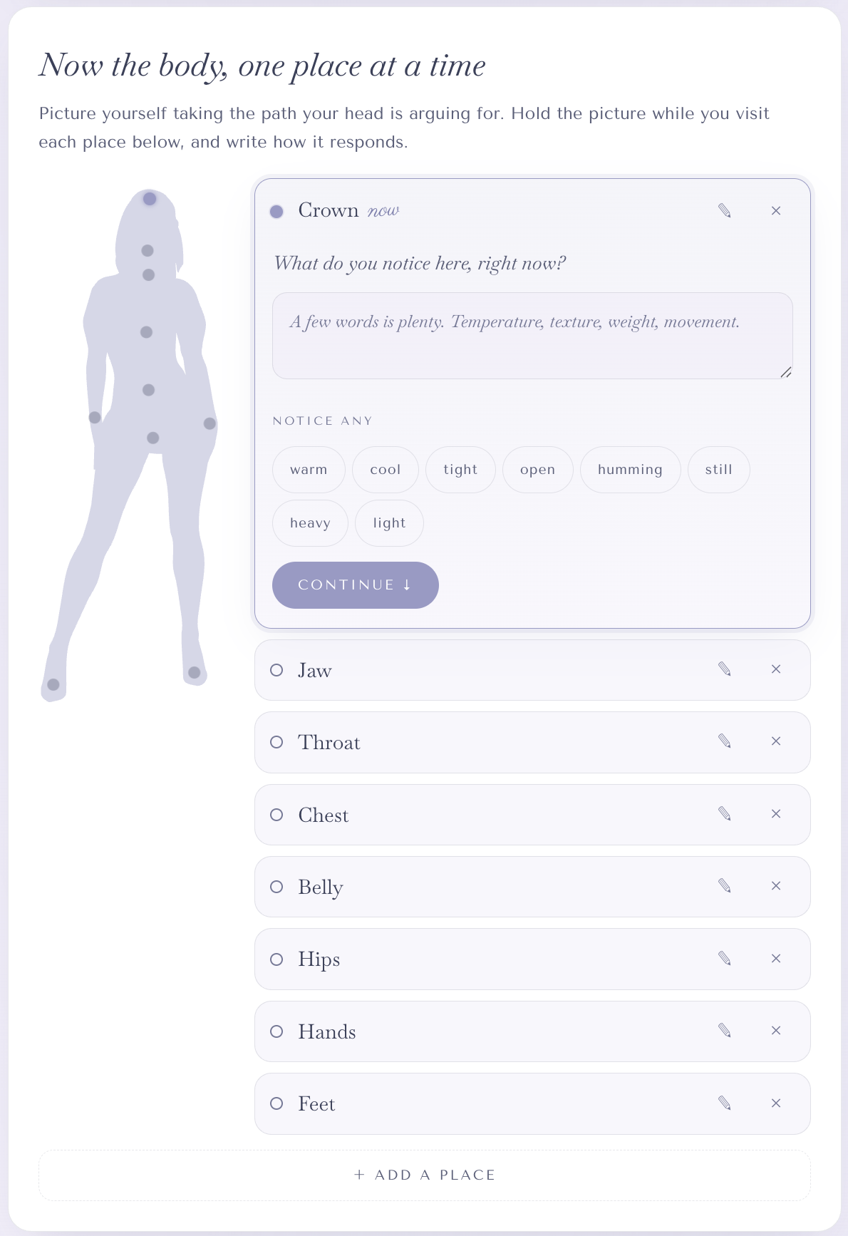 A preview of the interactive Body Compass tool