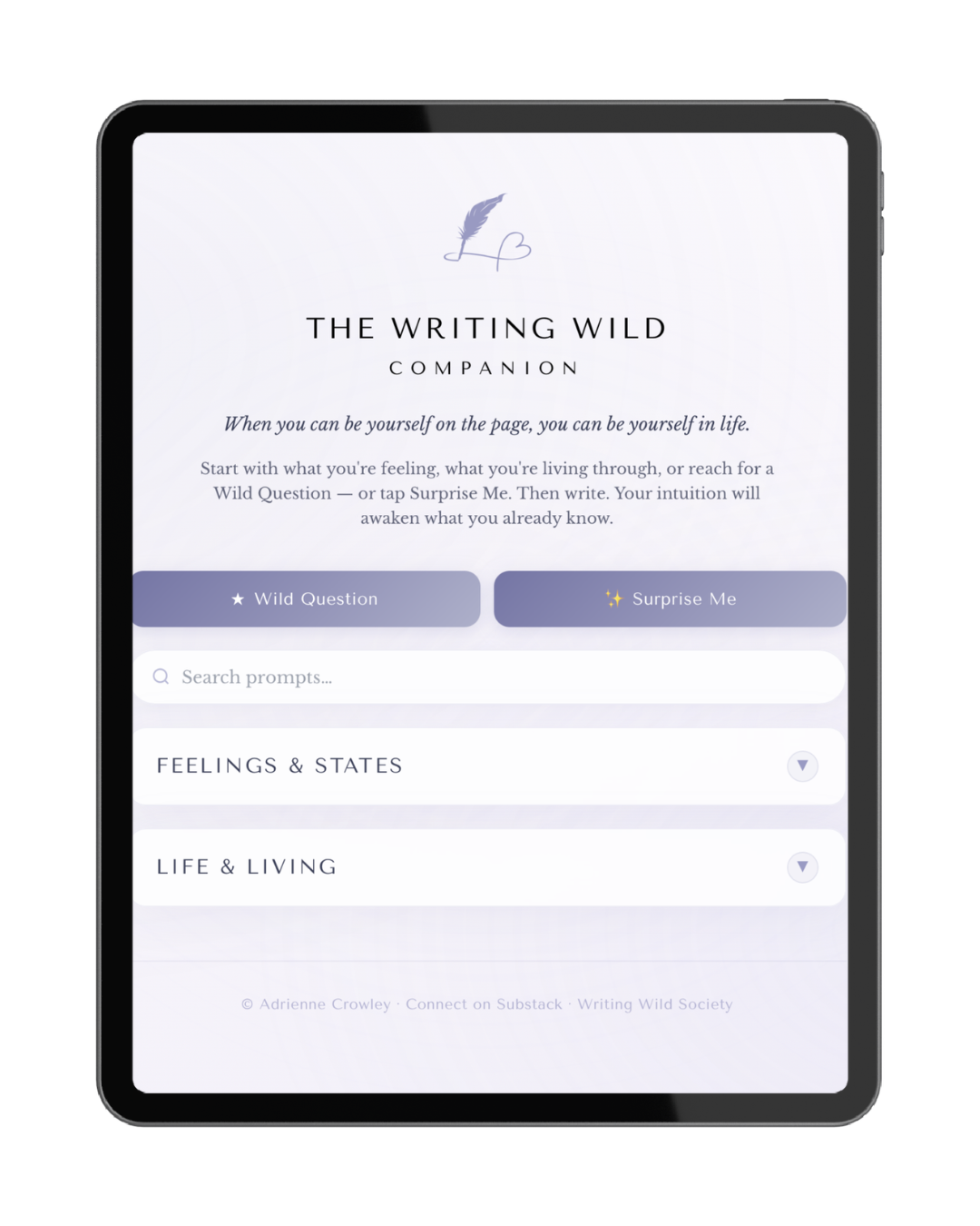 The Writing Wild Companion on iPad