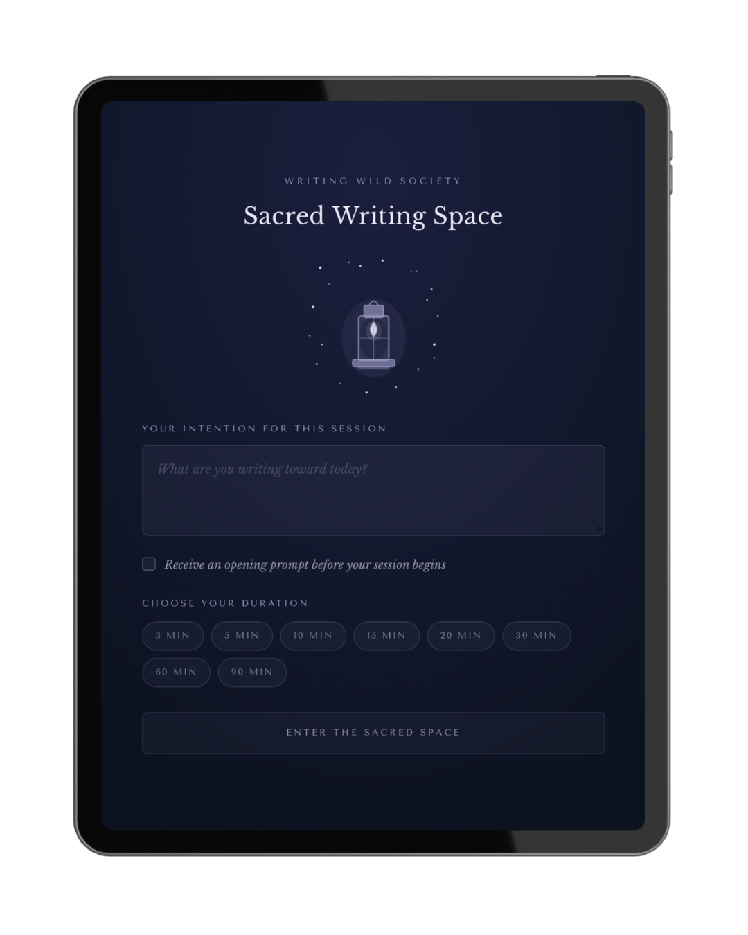 Sacred Writing Space on iPad
