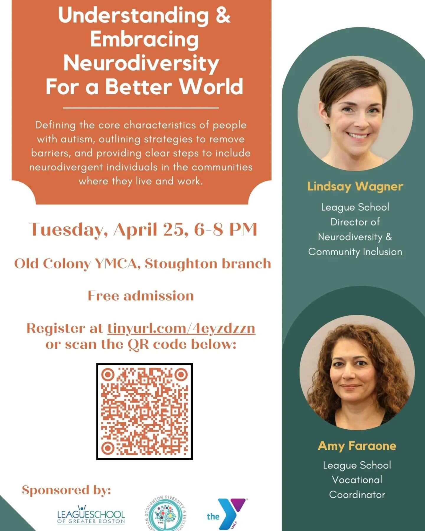 The League School of Greater Boston will present a special discussion, &ldquo;Understanding &amp; Embracing Neurodiversity For a Better World,&rdquo; at the Old Colony YMCA-Stoughton branch later this month. 

The event, co-sponsored by @stoughtonymc