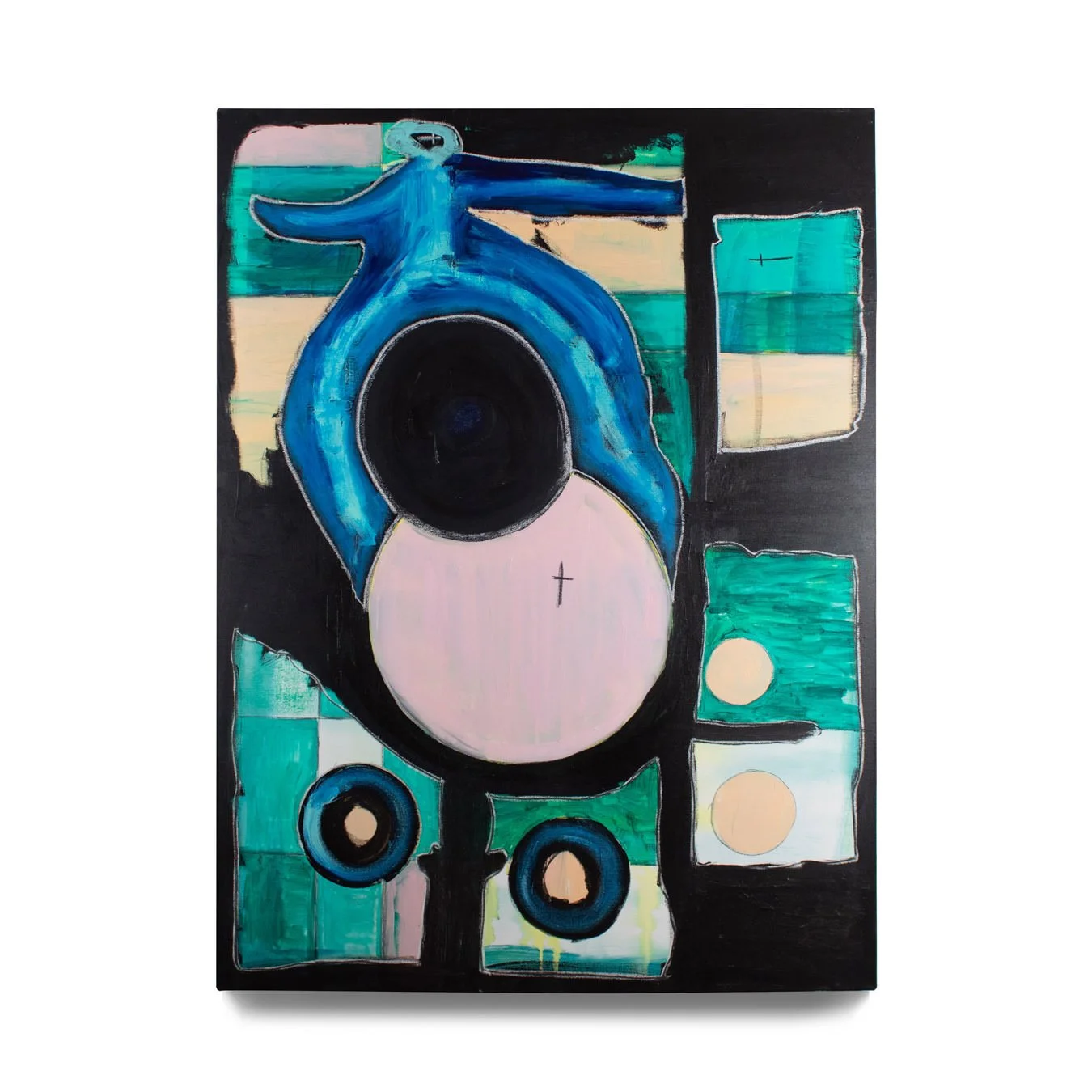 Rebirth. 2022. Acrylic paint, charcoal and pastel on canvas. 36 x 48 in.