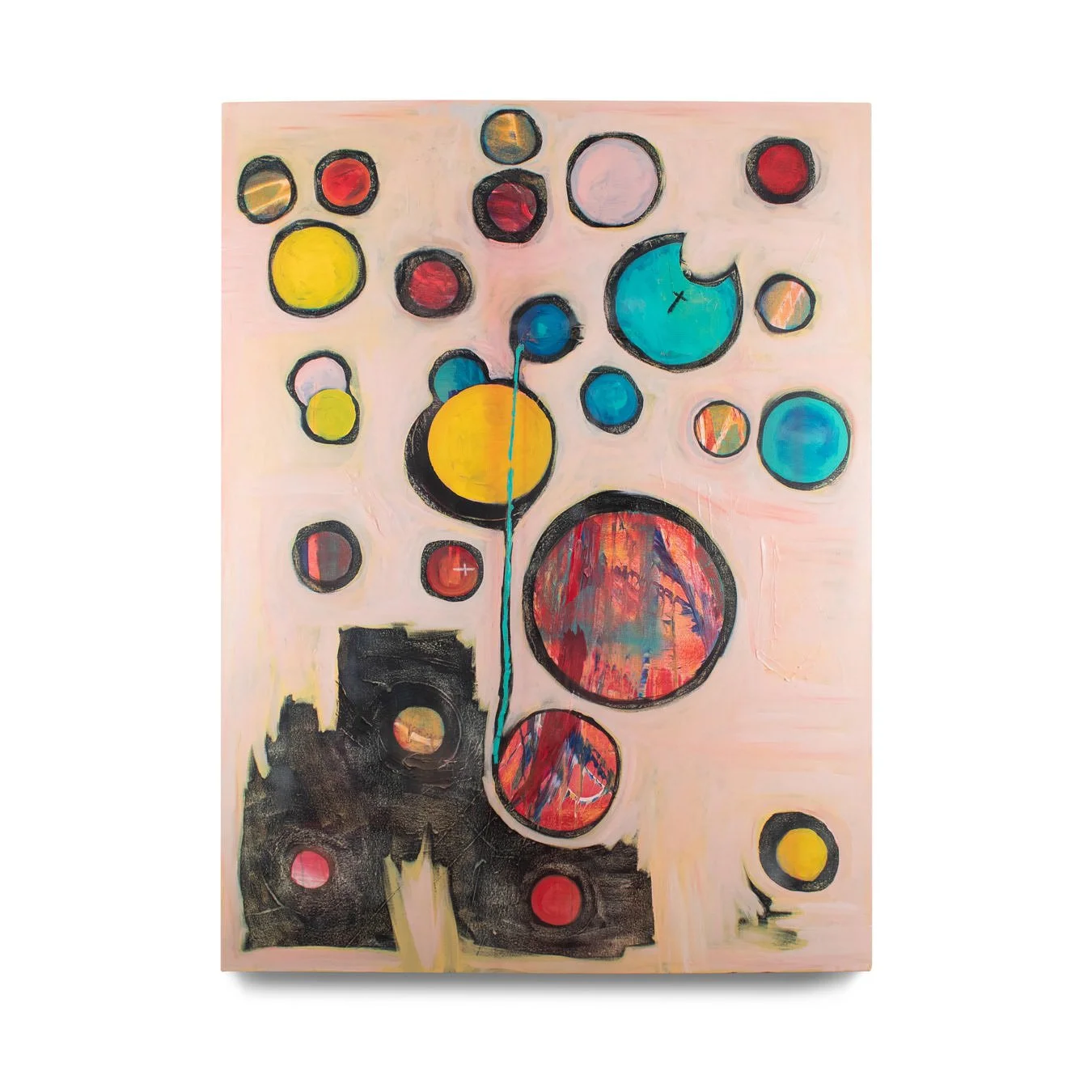 Heart Space. 2022. Acrylic paint, charcoal and pastel on canvas. 36 x 48 in.